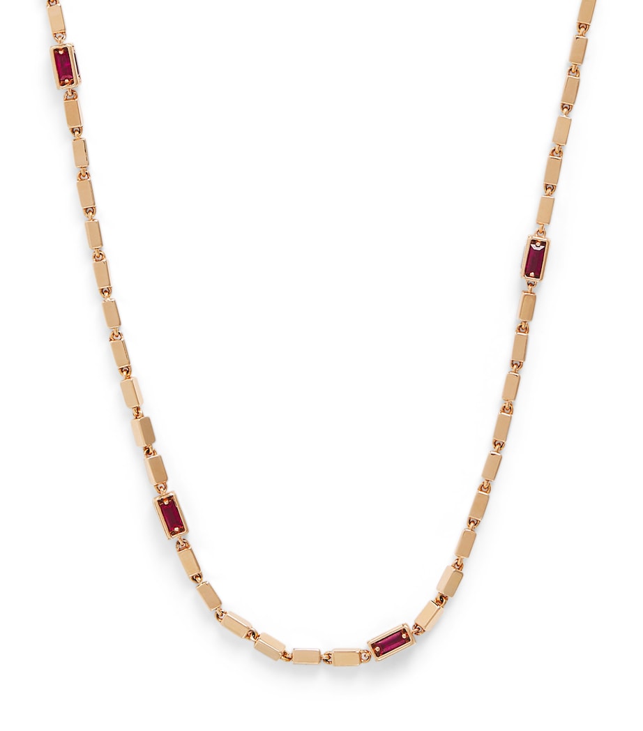 Suzanne Kalan Rose Gold and Ruby Medium Block Chain Necklace Rg/ruby Image 1