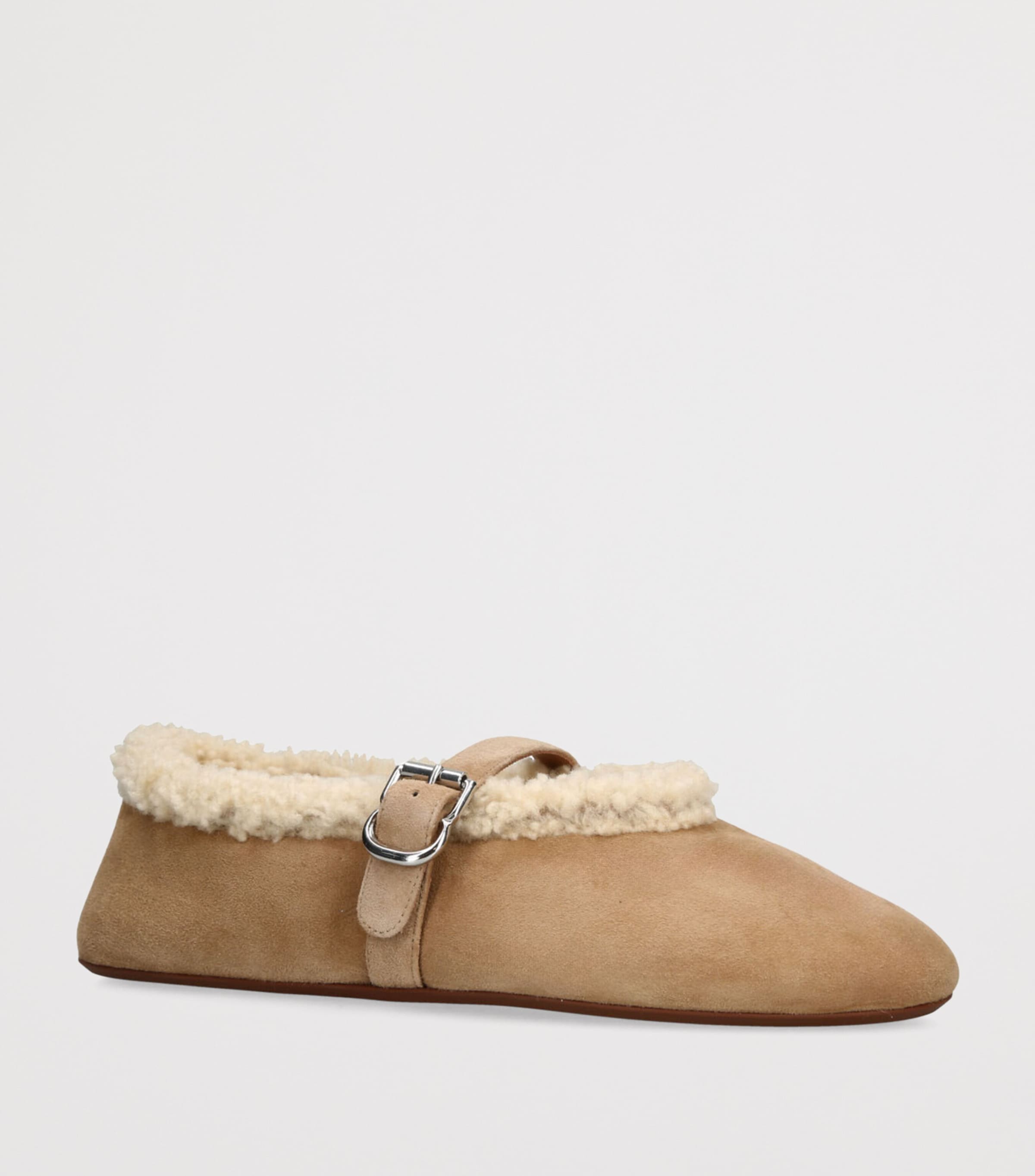 Shearling Ballet Flats CAMEL Image 3