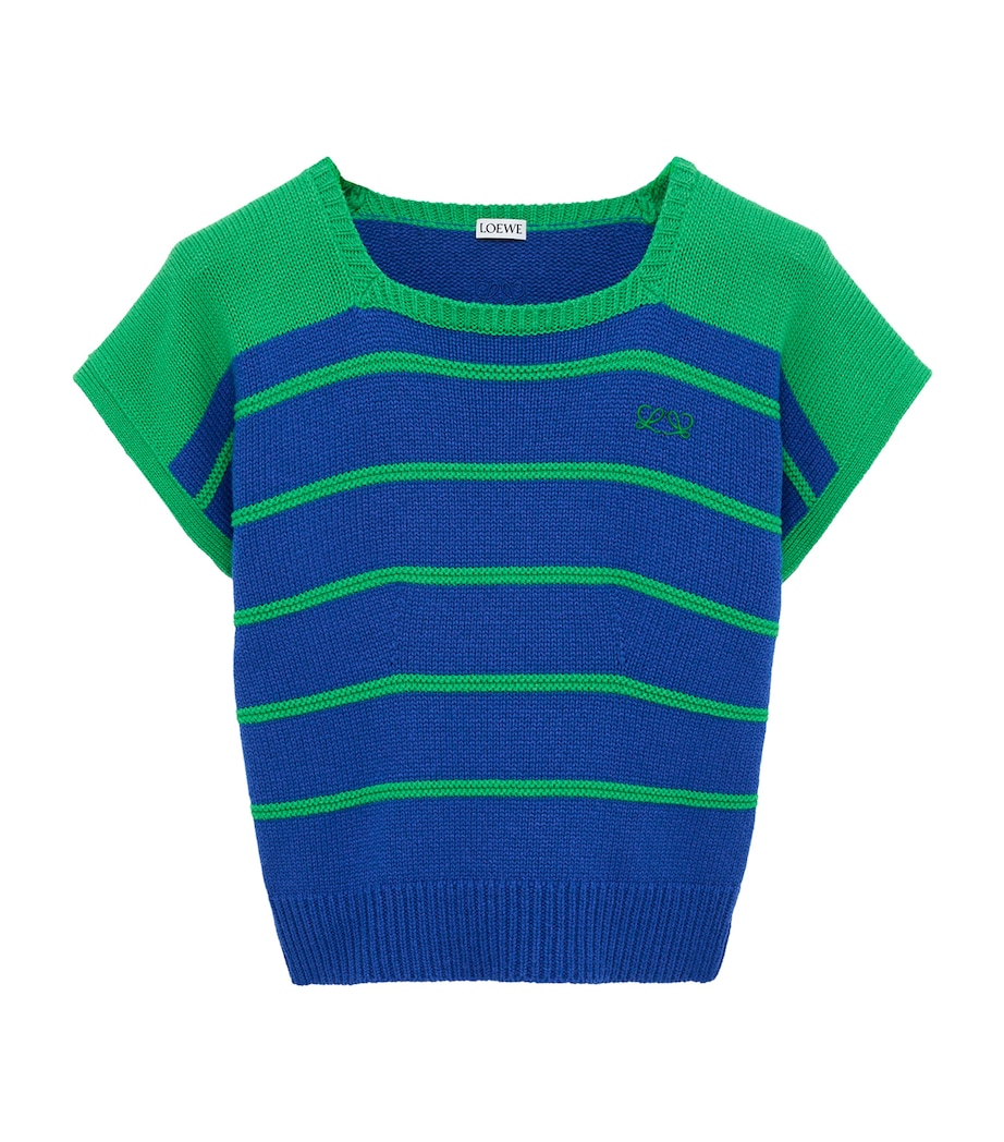 LOEWE Womens Cotton-Wool Stripe Sweater Blue/green Image 1