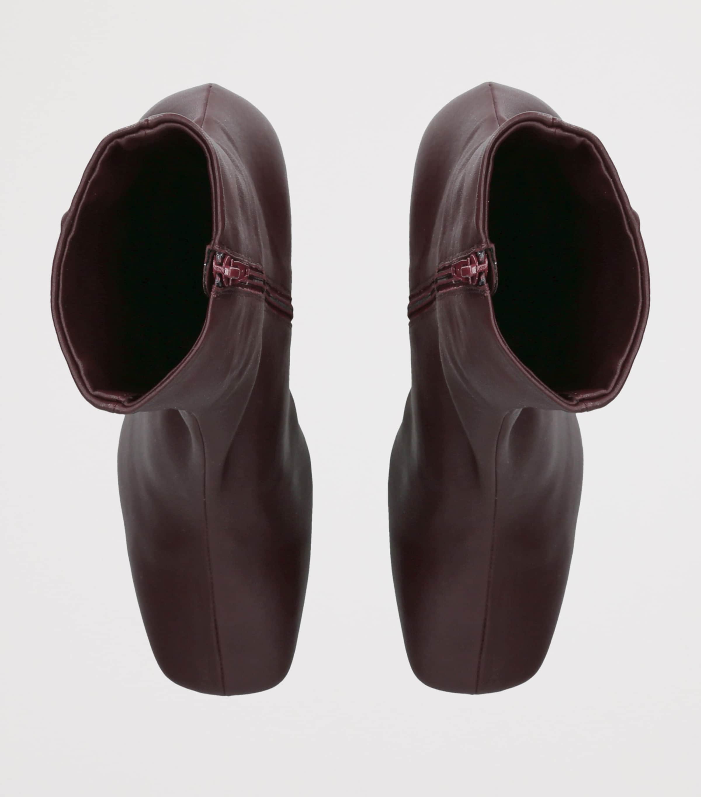 DRIES VAN NOTEN Leather Wedge Ankle Boots 75 Wine Image 3