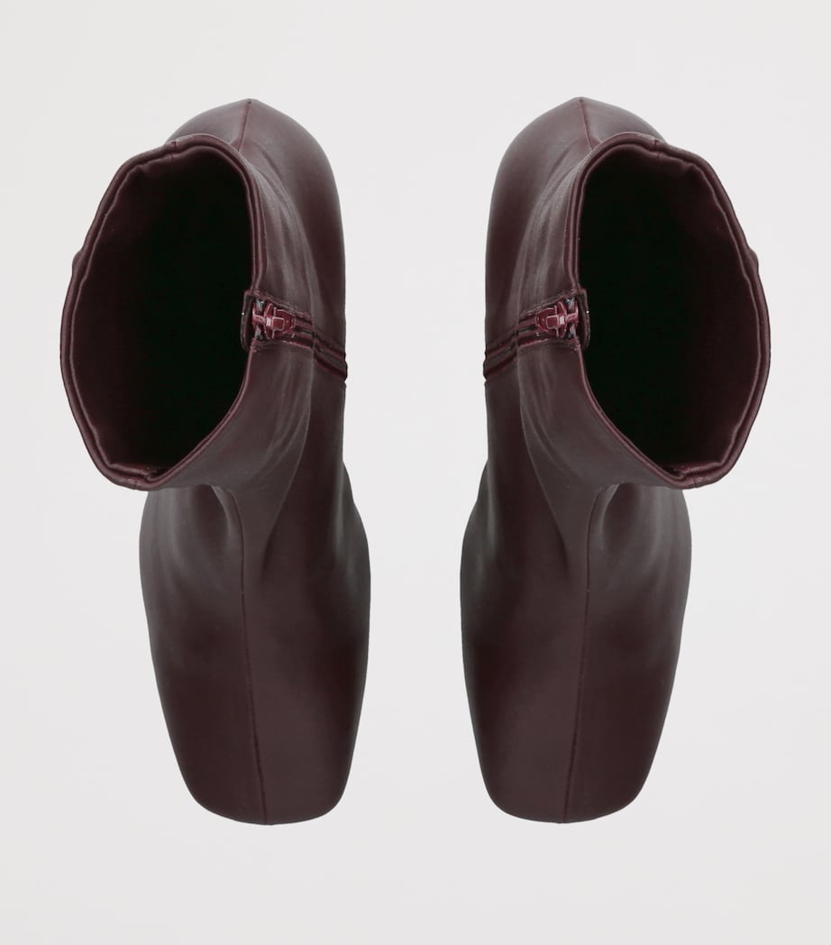 DRIES VAN NOTEN Leather Wedge Ankle Boots 75 Wine Image 3