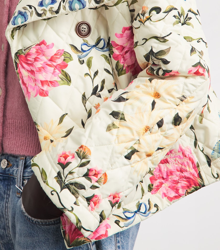 Barbour Womens x Farm Rio Quilted Floral Jacket Cream Spring Petal/f Image 3