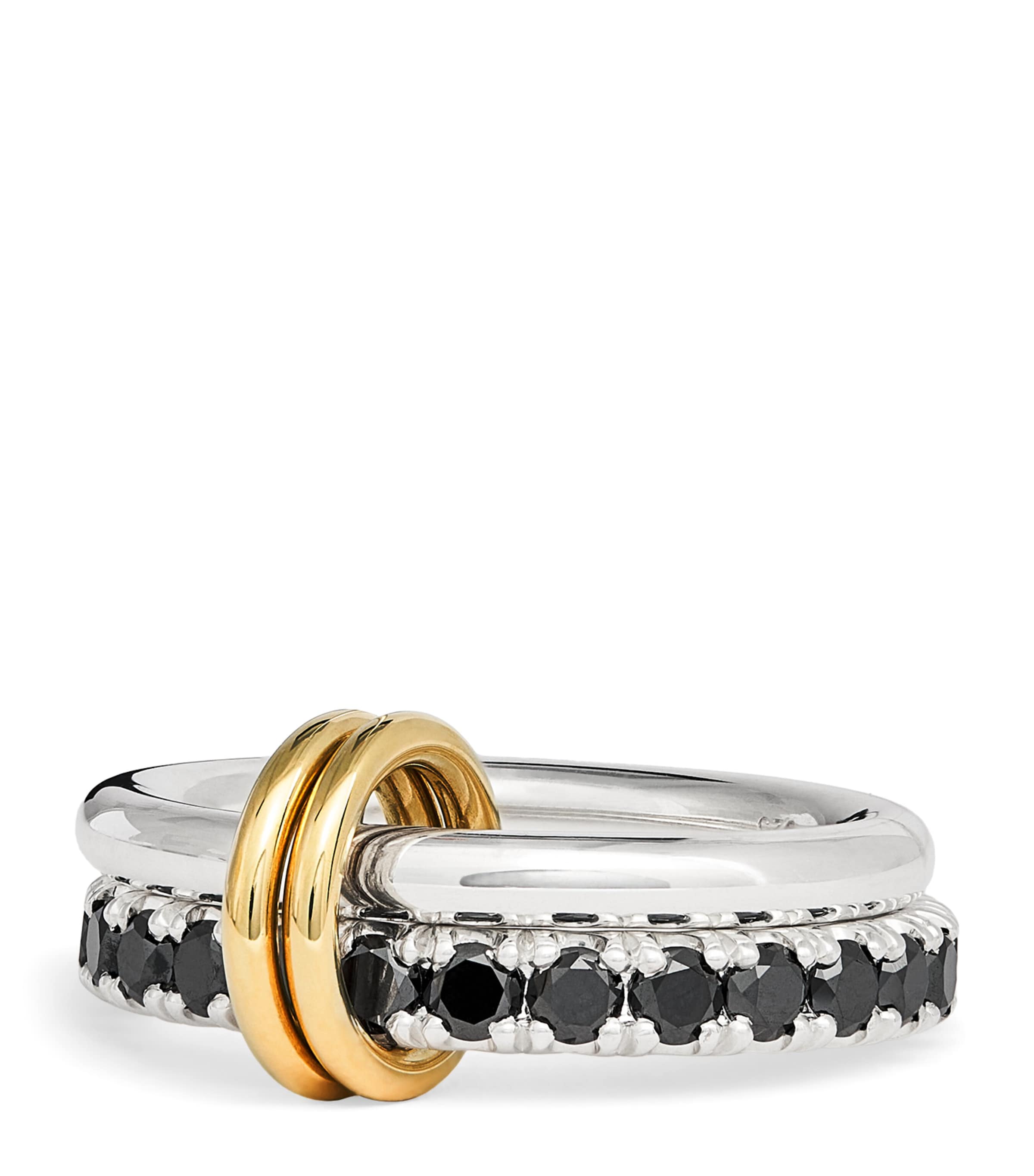 Spinelli Kilcollin Sterling Silver, Yellow Gold And Diamond Enzo Noir Ring In Metallic