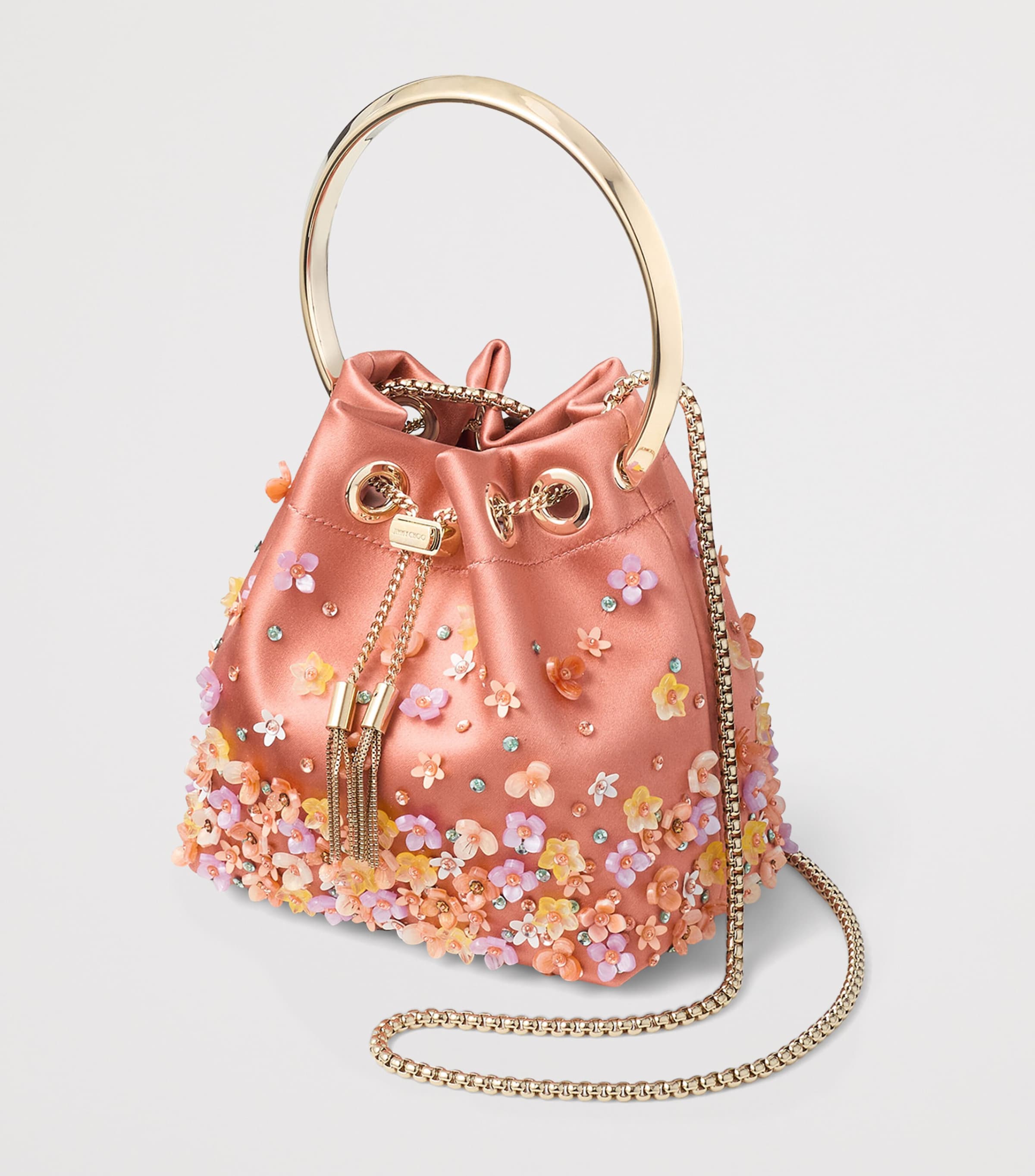 Jimmy Choo Bon Bon Embellished Top-Handle Bag Grapefruit/multi/lig Image 3