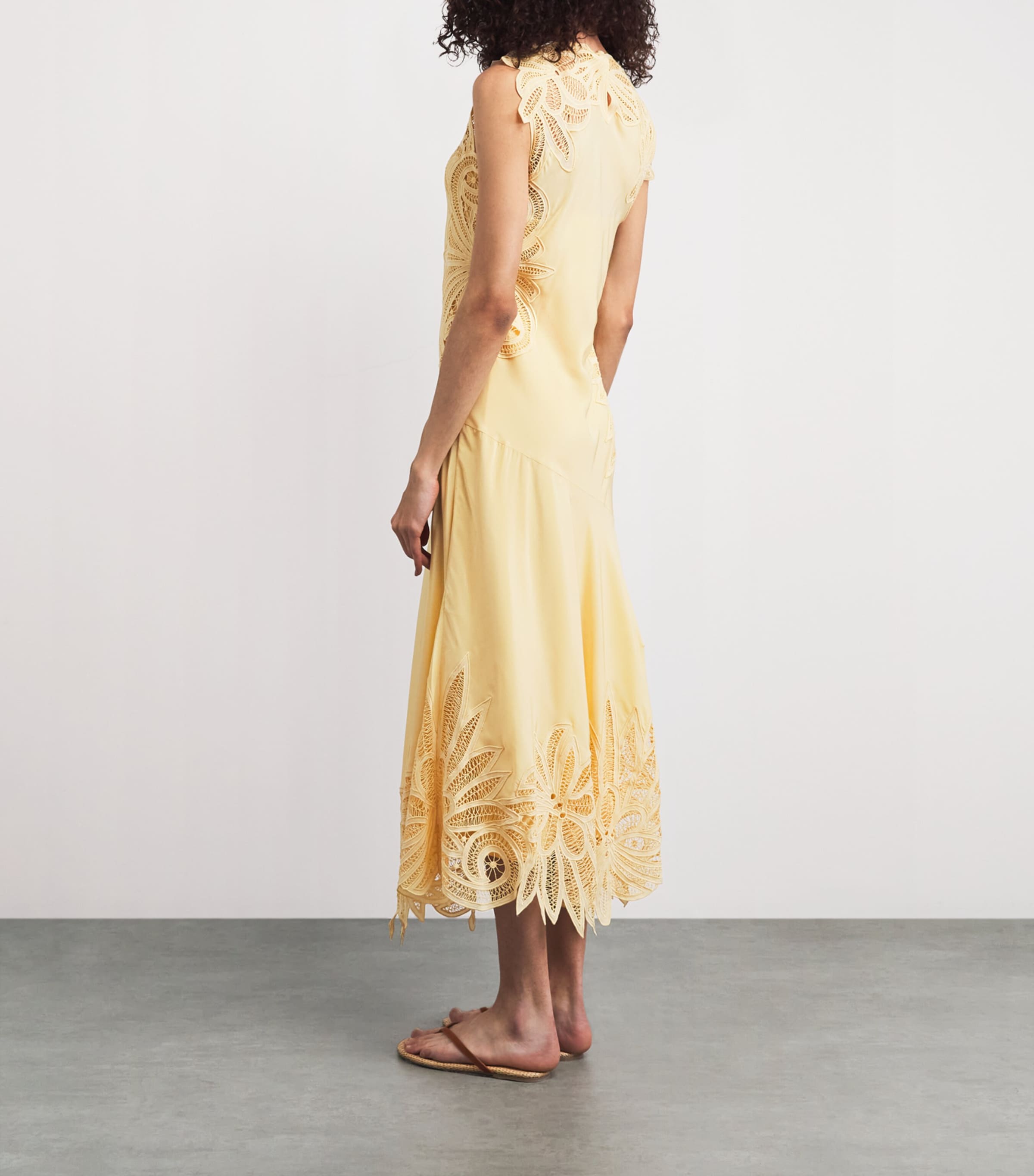 Ulla Johnson Womens Silk Lace Appliqué Idra Maxi Dress Dandelion Image 4