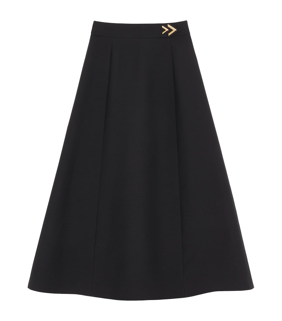 Valentino Womens Wool-Silk Crepe Midi Skirt Image 1