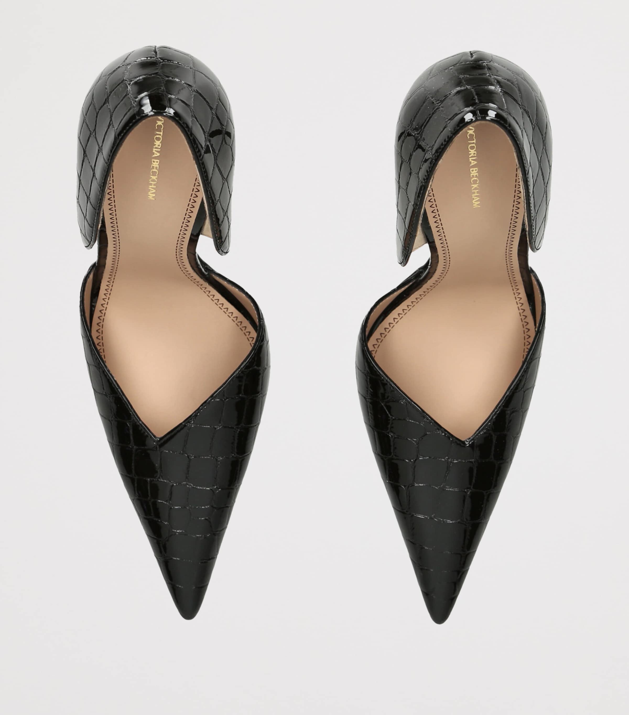 Victoria Beckham Patent Leather Angle D'Orsay Heeled Pumps 115 Black Image 3