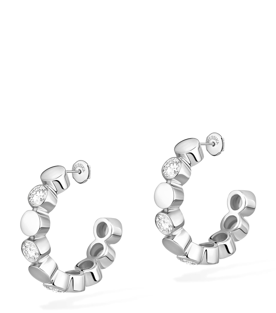 Messika D-Vibes Mini Diamond and White Gold Hoop Earrings White Gold Image 1
