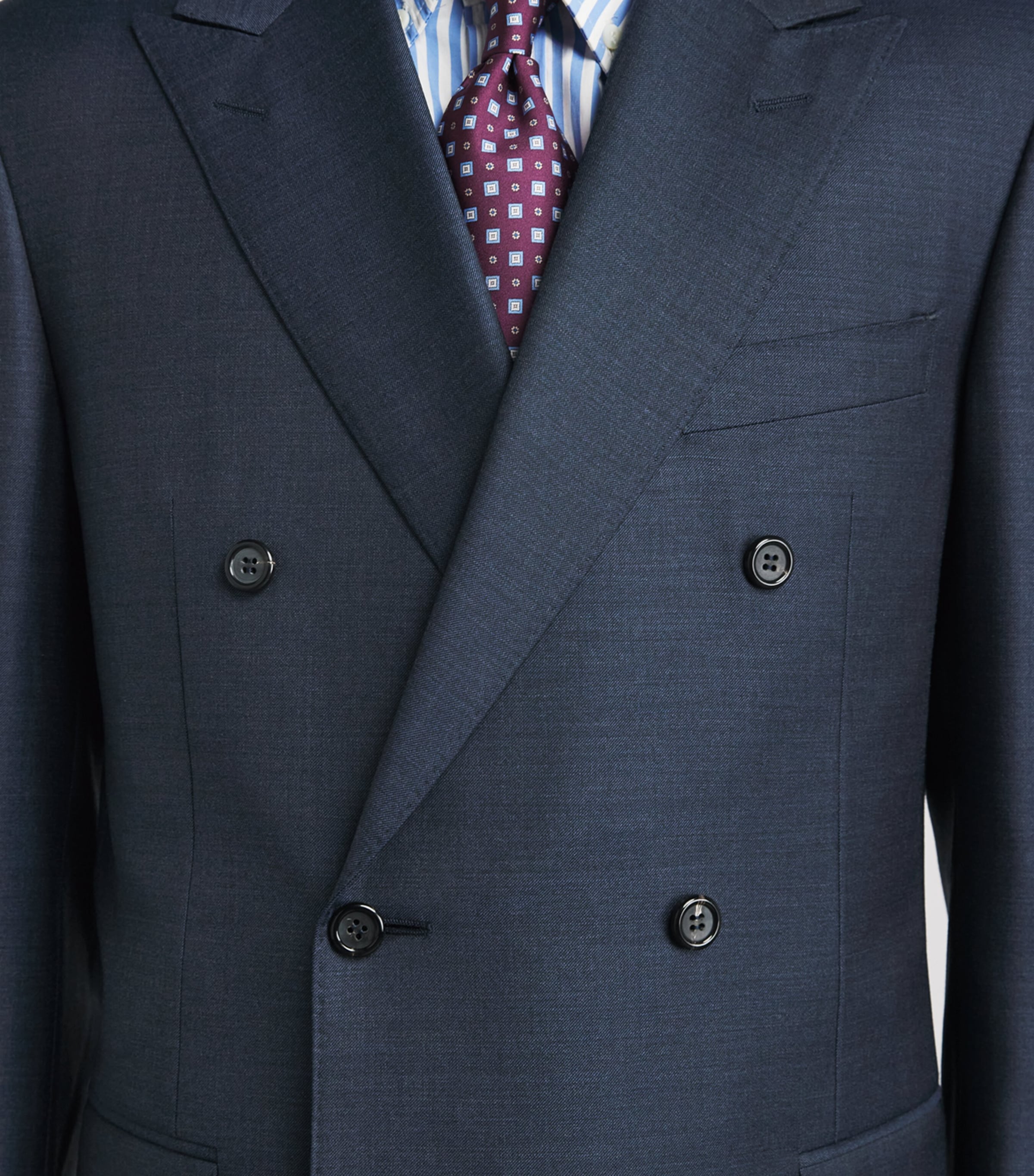 Canali Mens Wool Double-Breasted 2-Piece Suit Navy Image 3