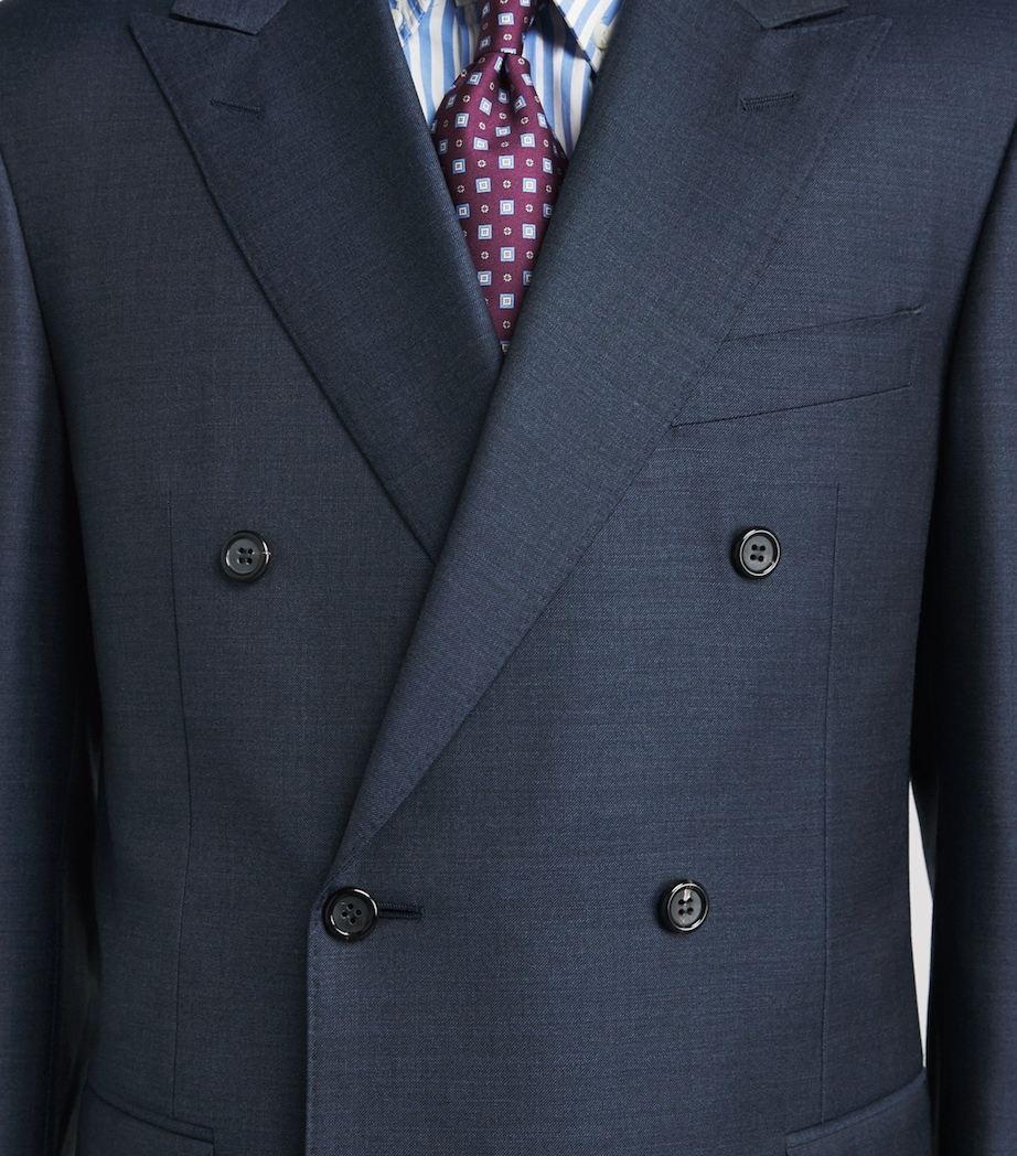 Canali Mens Wool Double-Breasted 2-Piece Suit Navy Image 3
