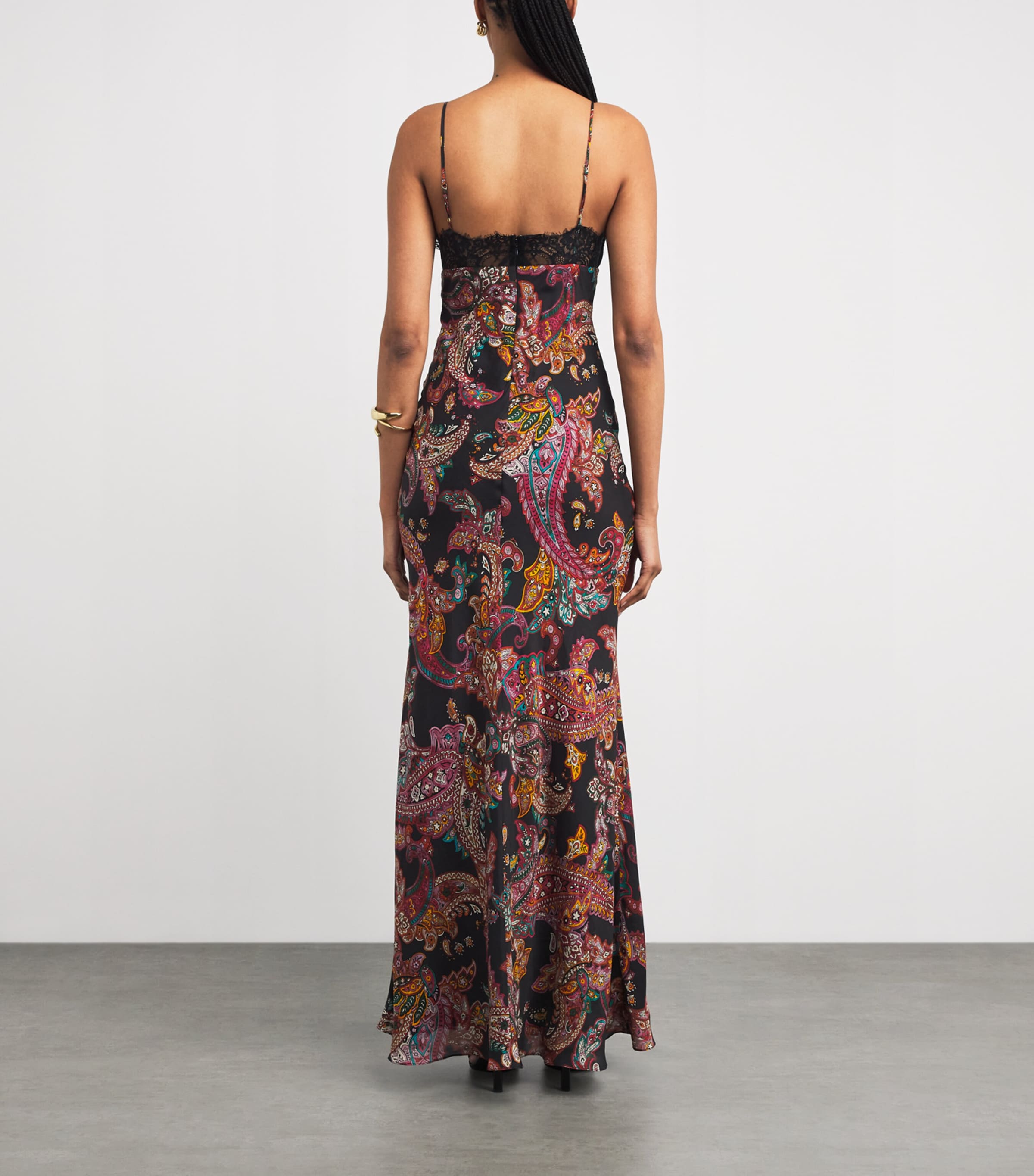 Silk Susanna Maxi Dress BLK MLTI PAISLEY SCR Image 3