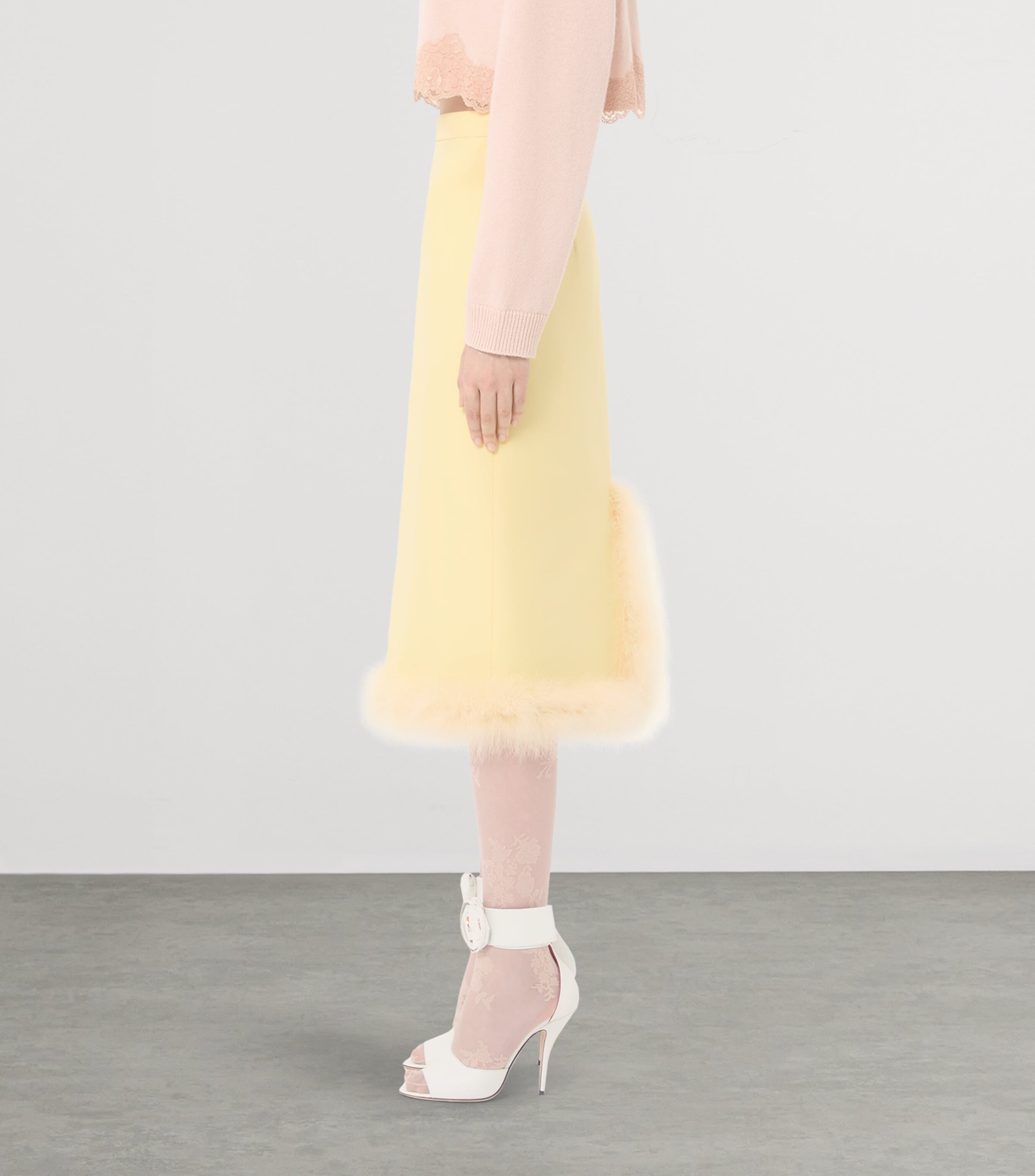 Virgin Wool-Silk Trimmed Midi Skirt 27C Image 3