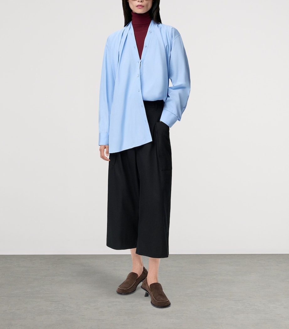 LOEWE Womens Cotton-Silk Cropped Trousers Black Image 2