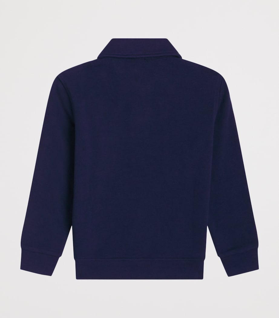 Cotton Quarter-Zip Sweatshirt (2-7 Years) NAVY/WHT P Image 2
