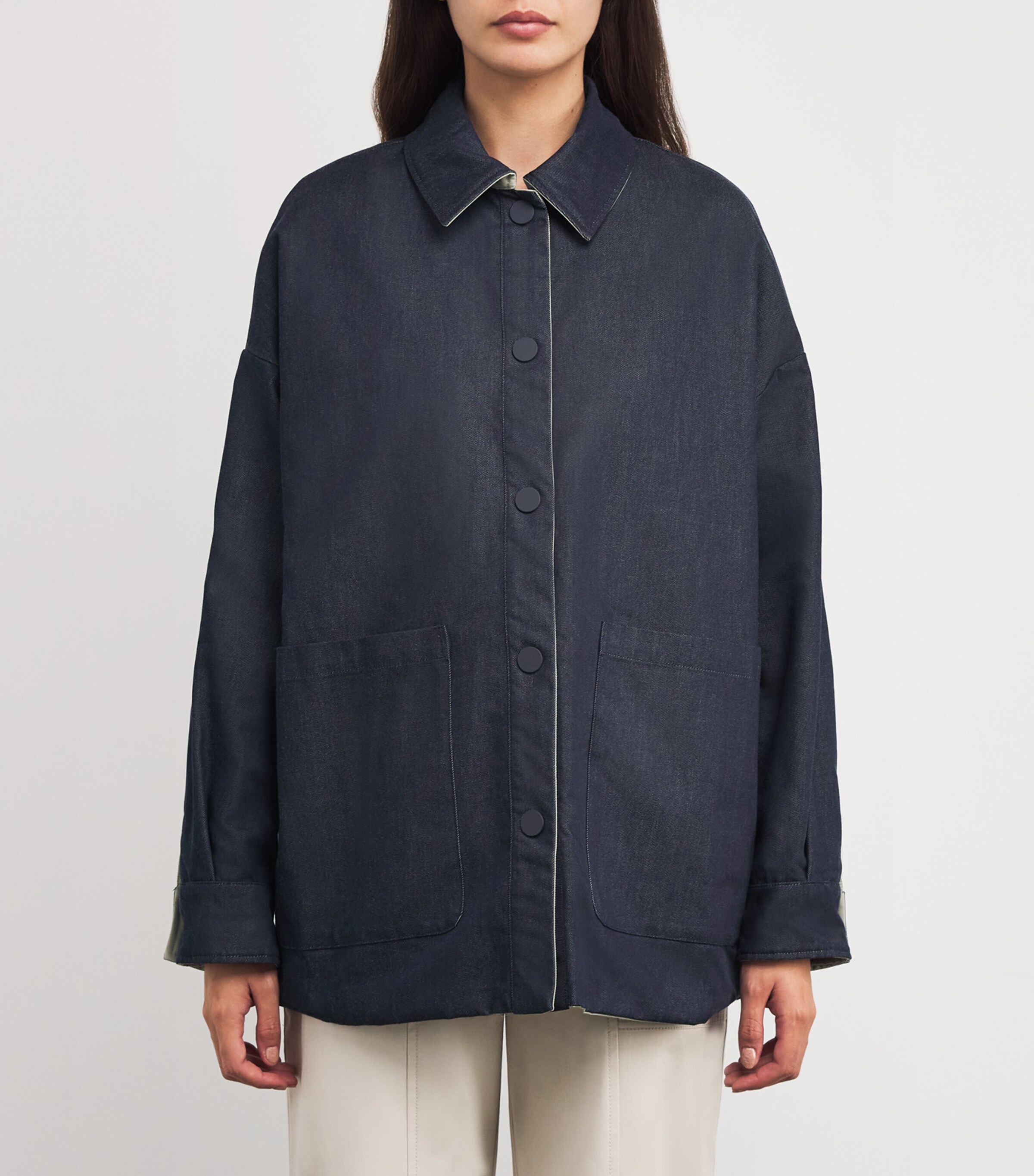 Reversible Oversized Shirt Jacket GREEN Image 6