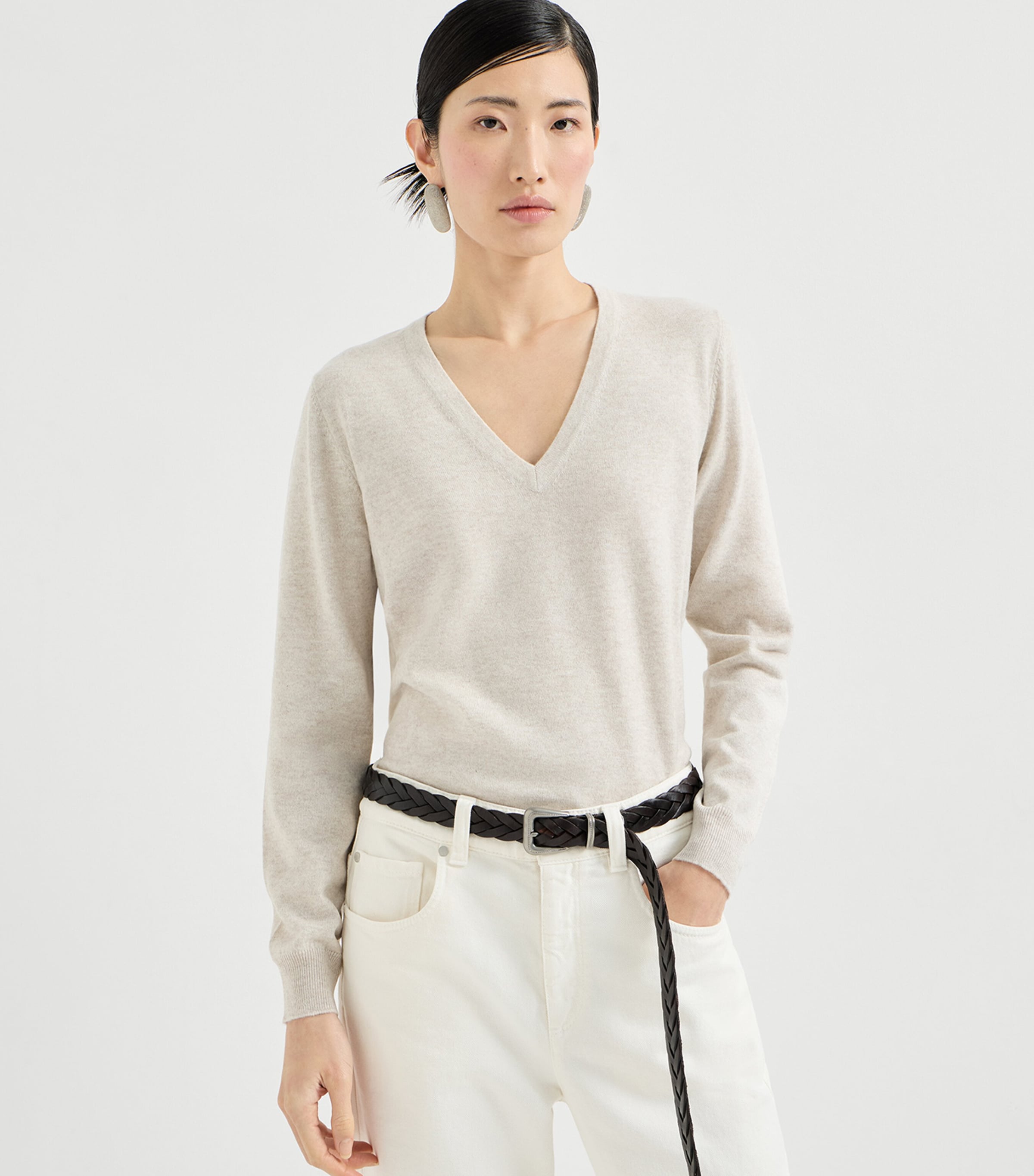 Brunello Cucinelli Womens Cashmere Monili-Detail Sweater Image 3