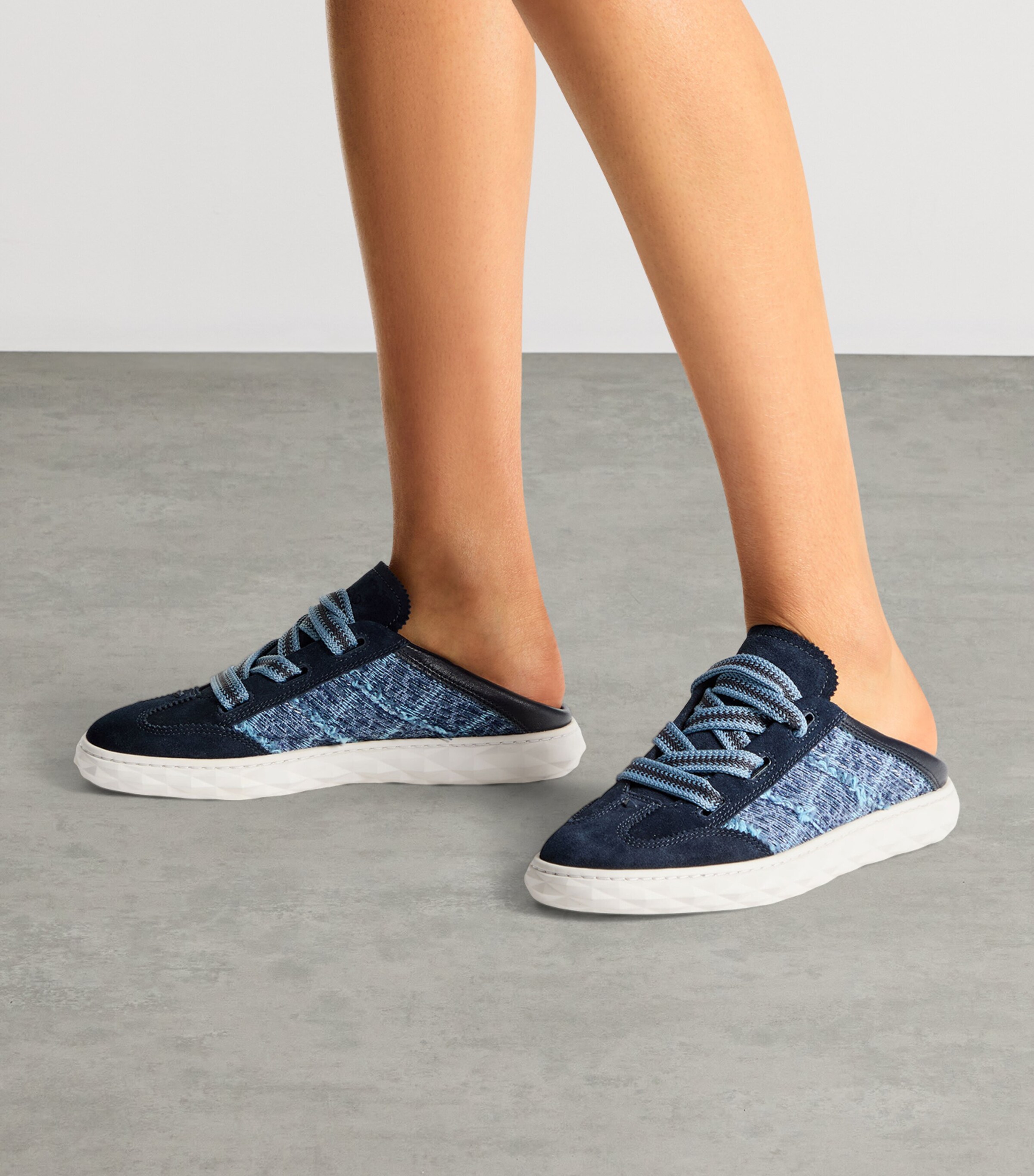 Jimmy Choo Diamond Light Flex Suede-Leather Sneakers V Marine/denim Image 3