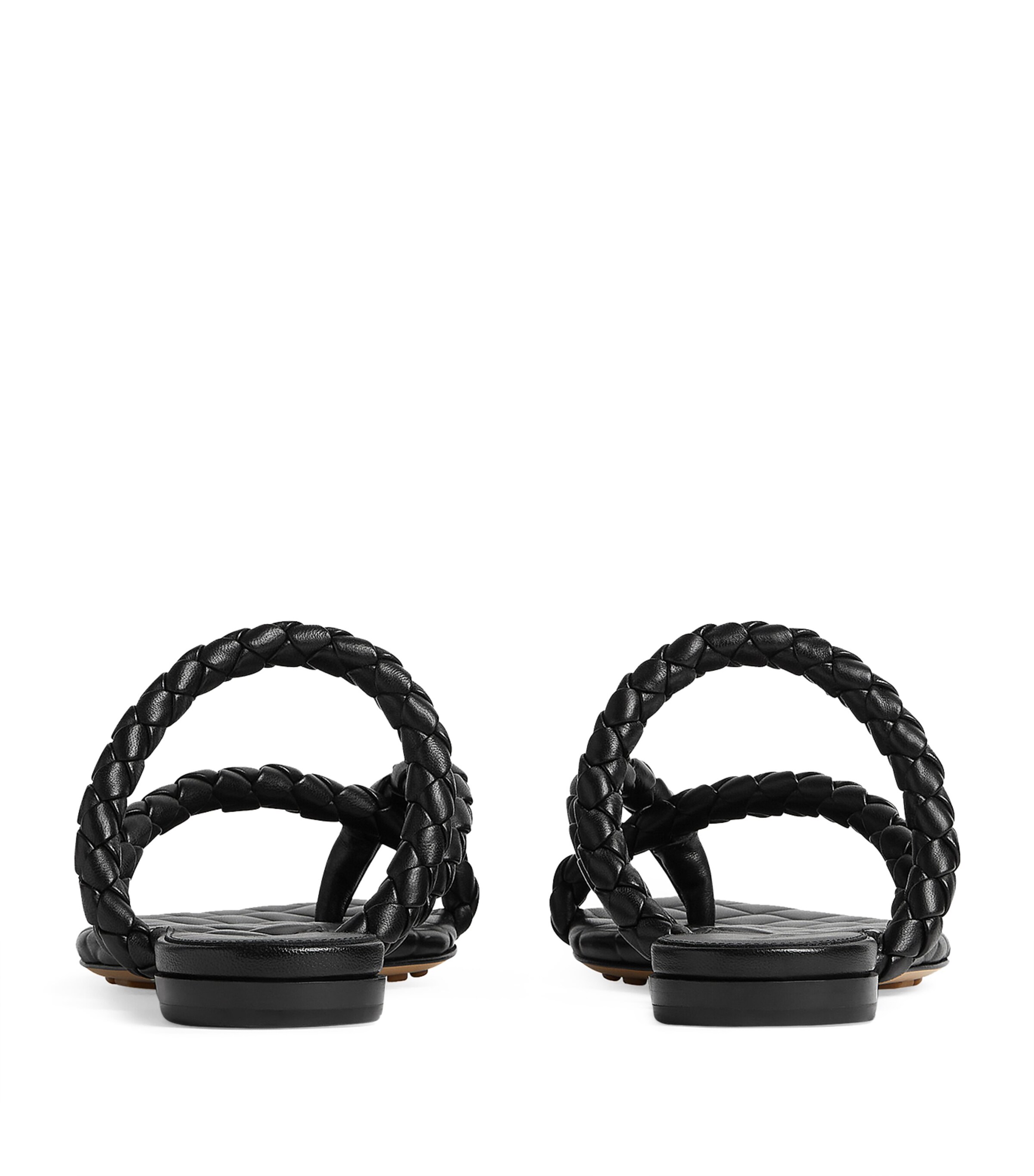 Bottega Veneta Black Lambskin Leaf Flat Sandals | Harrods US