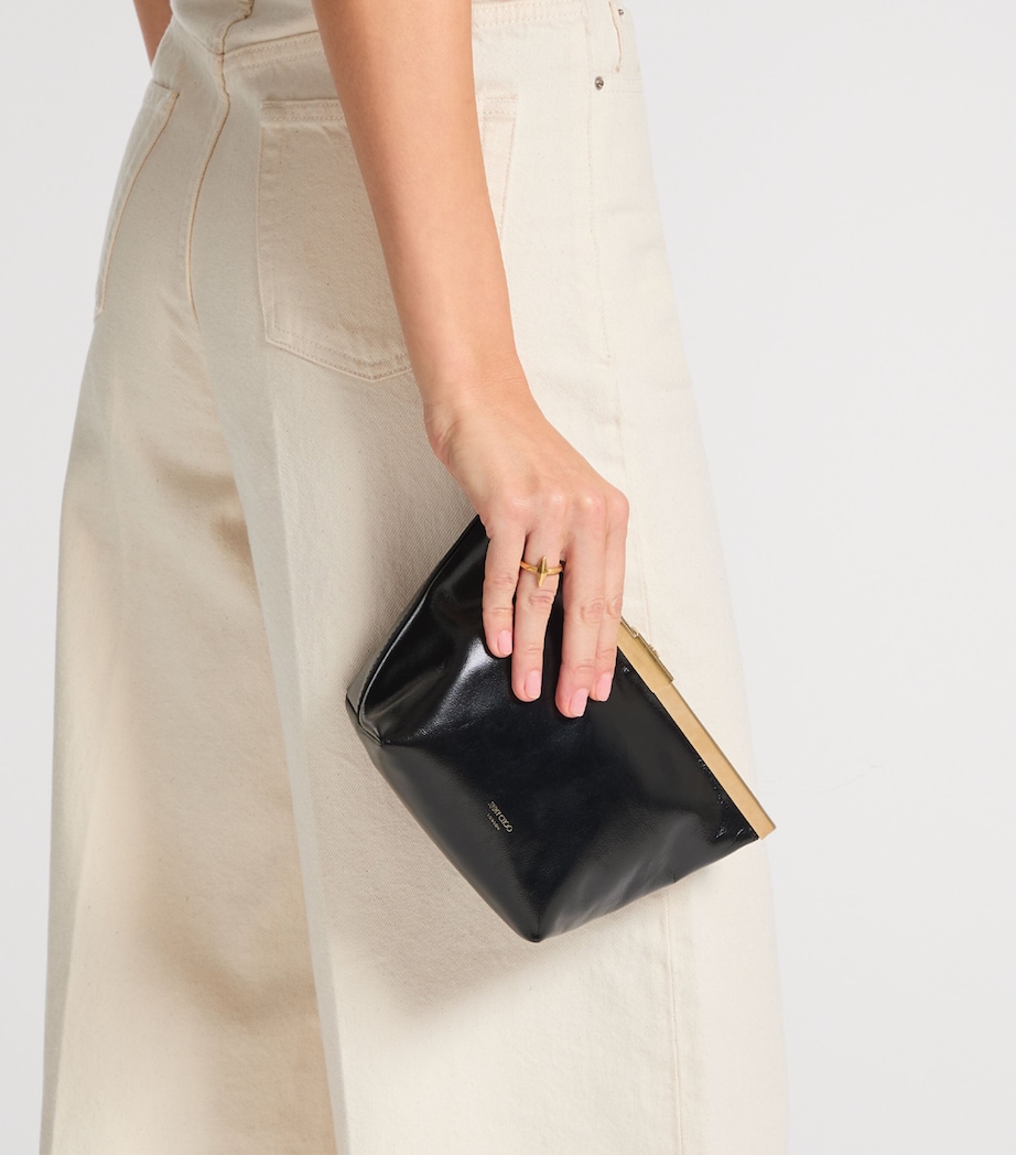 Leather Ganache Clutch Bag BLACK/GOLD Image 2