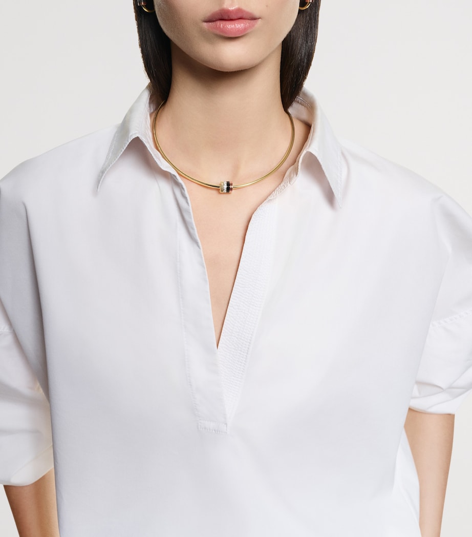 Mixed Gold and Diamond Quatre Classique Hoop Earrings YELLOW GOLD Image 2