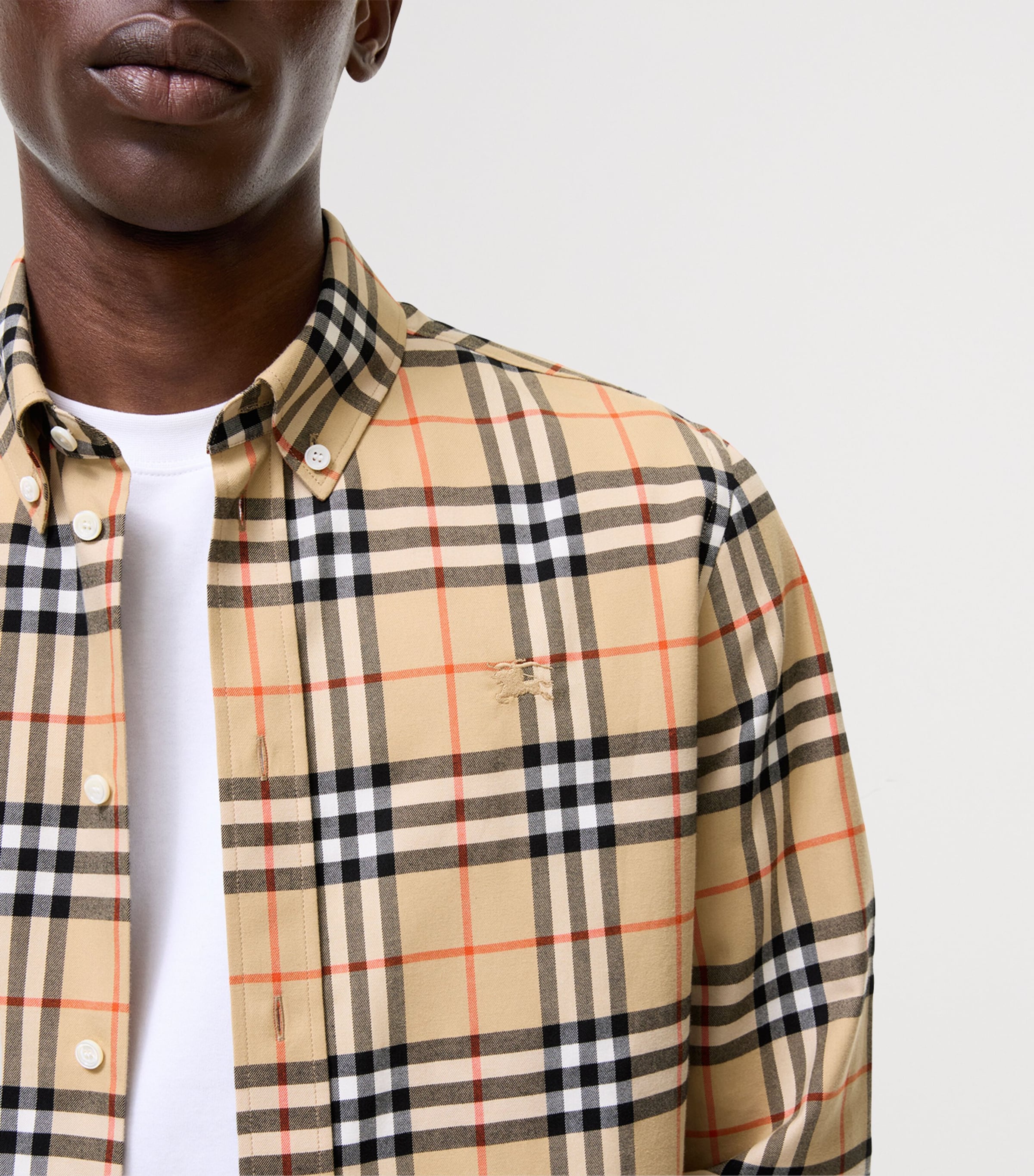 Burberry Mens Cotton Check Shirt Sand Ip Check Image 3