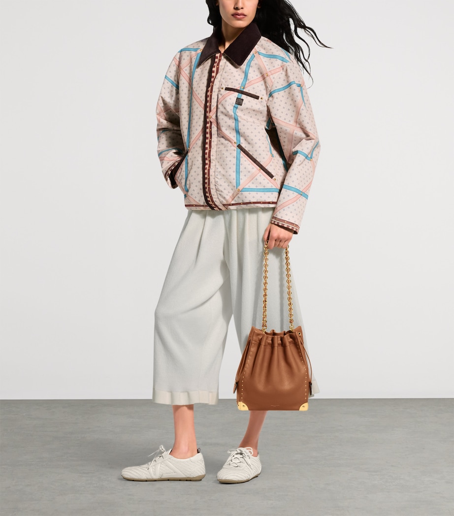 LOUIS VUITTON Womens Corduroy-Trim Trunk Print Jacket Beige Image 2