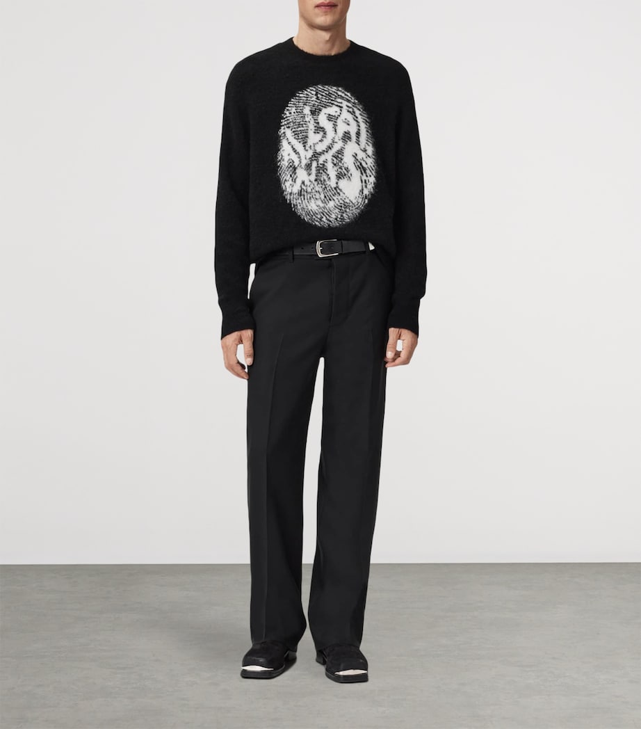 AllSaints Mens Oversized Ridges Sweater Black/ecru White Image 2