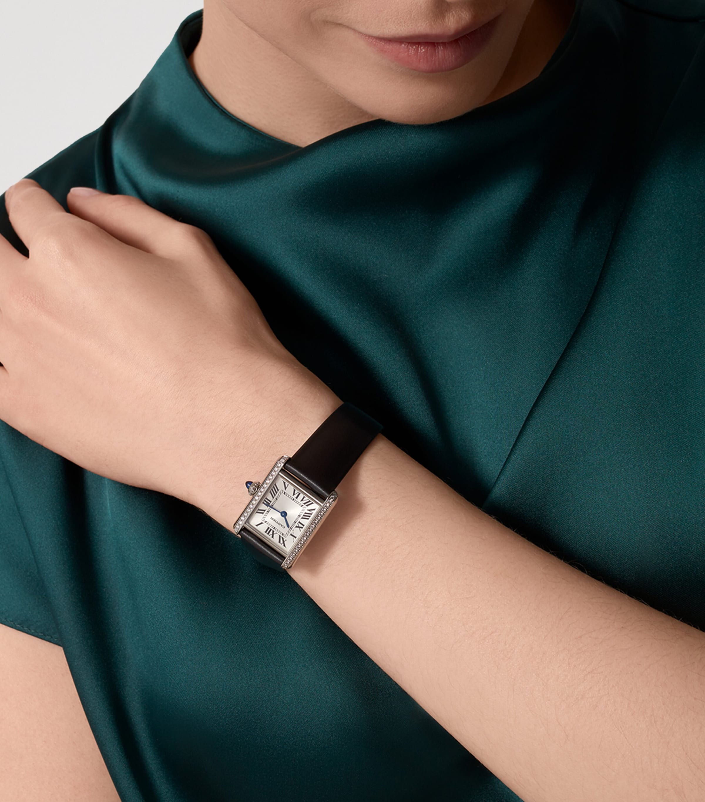 Stainless Steel and Diamond Tank Must Watch 22mm SILVER Image 2