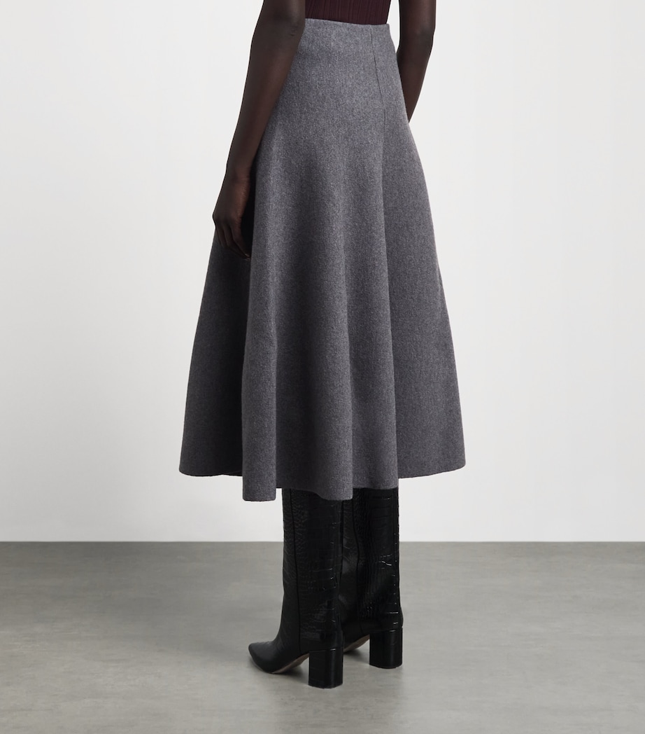 Brandon Maxwell Womens Virgin Wool Miller Midi Skirt Heather Grey Image 5