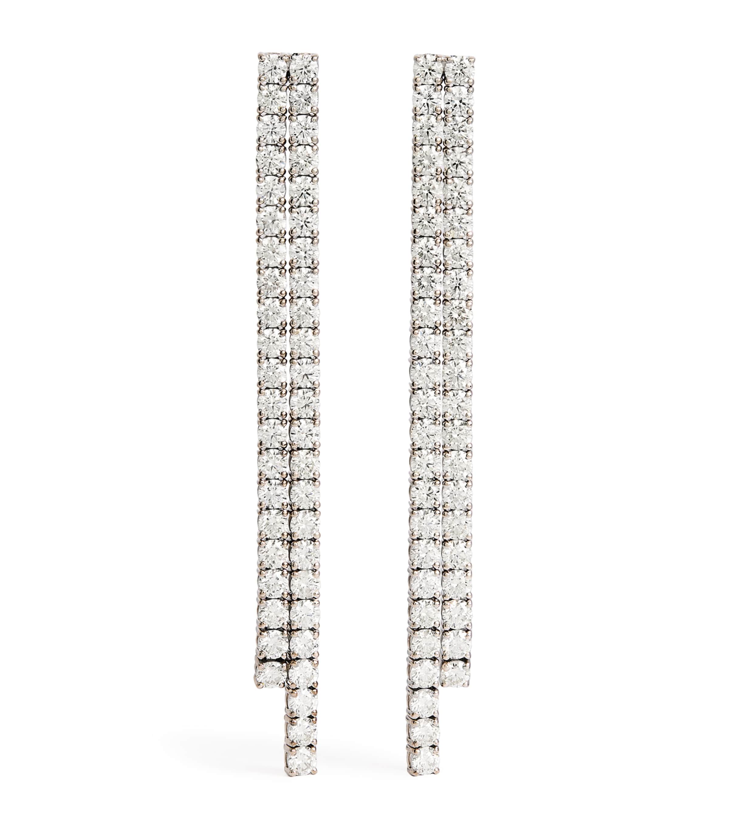 SHAY White Gold and Diamond Tennis Drop Earrings White Gold Image 1