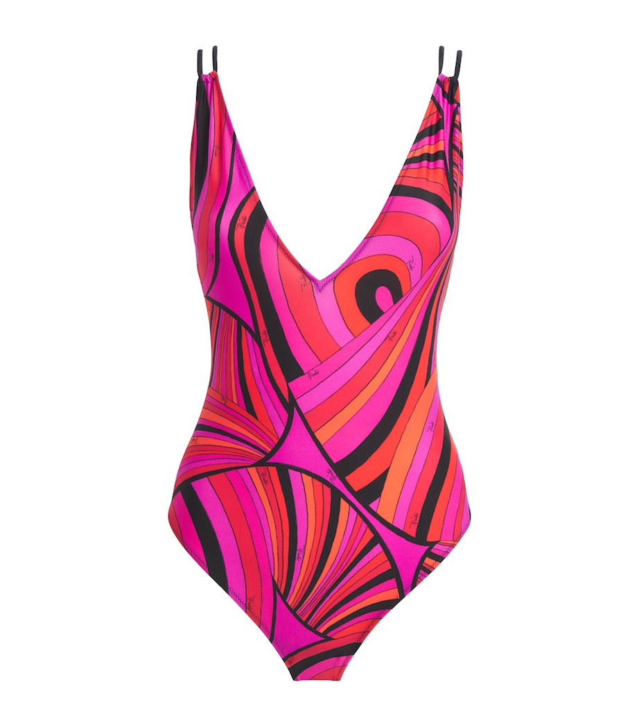 PUCCI Womens Iride Print Swimsuit Fuchsia Image 1