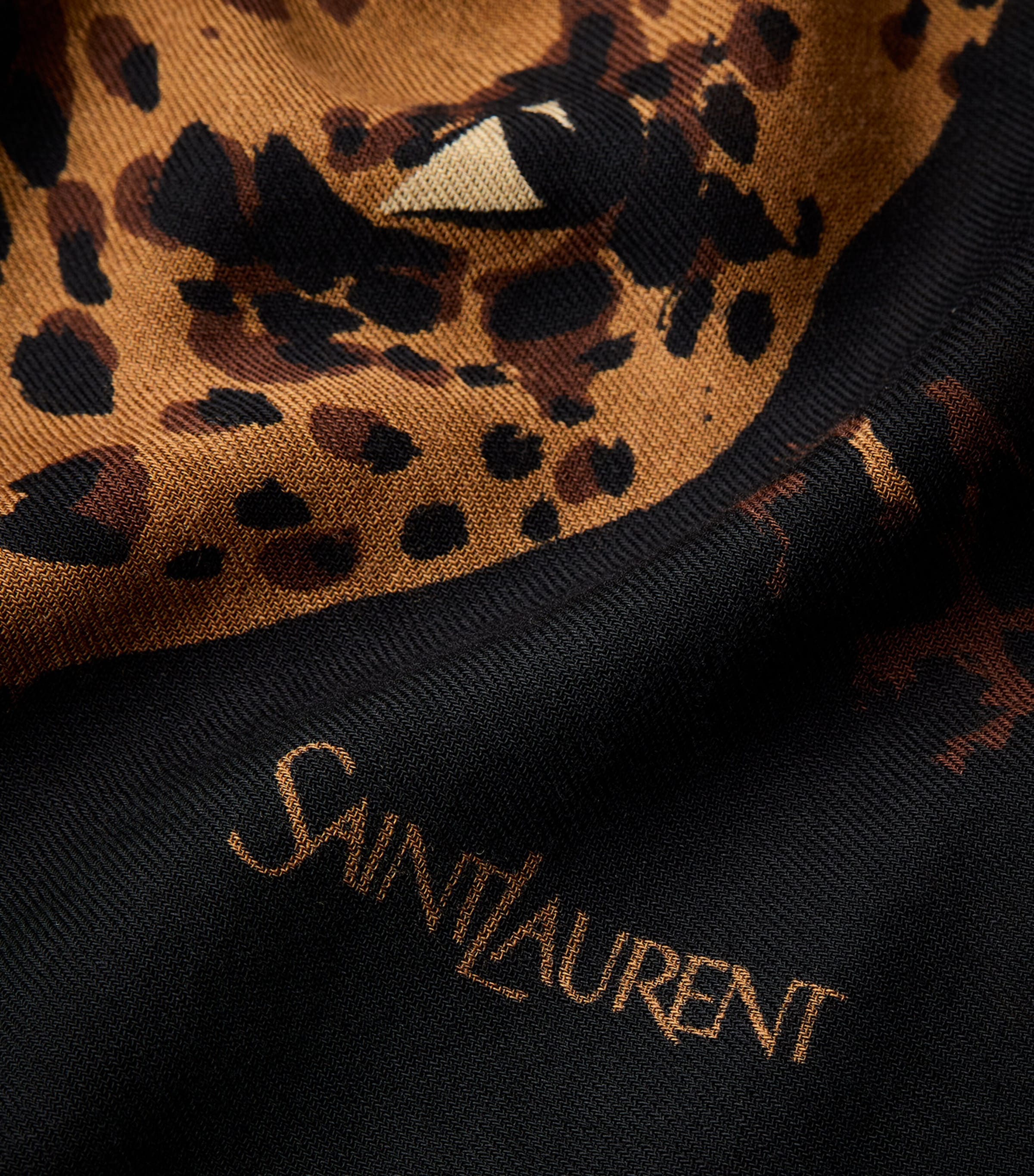 Saint Laurent Wool Leopard Scarf Image 3