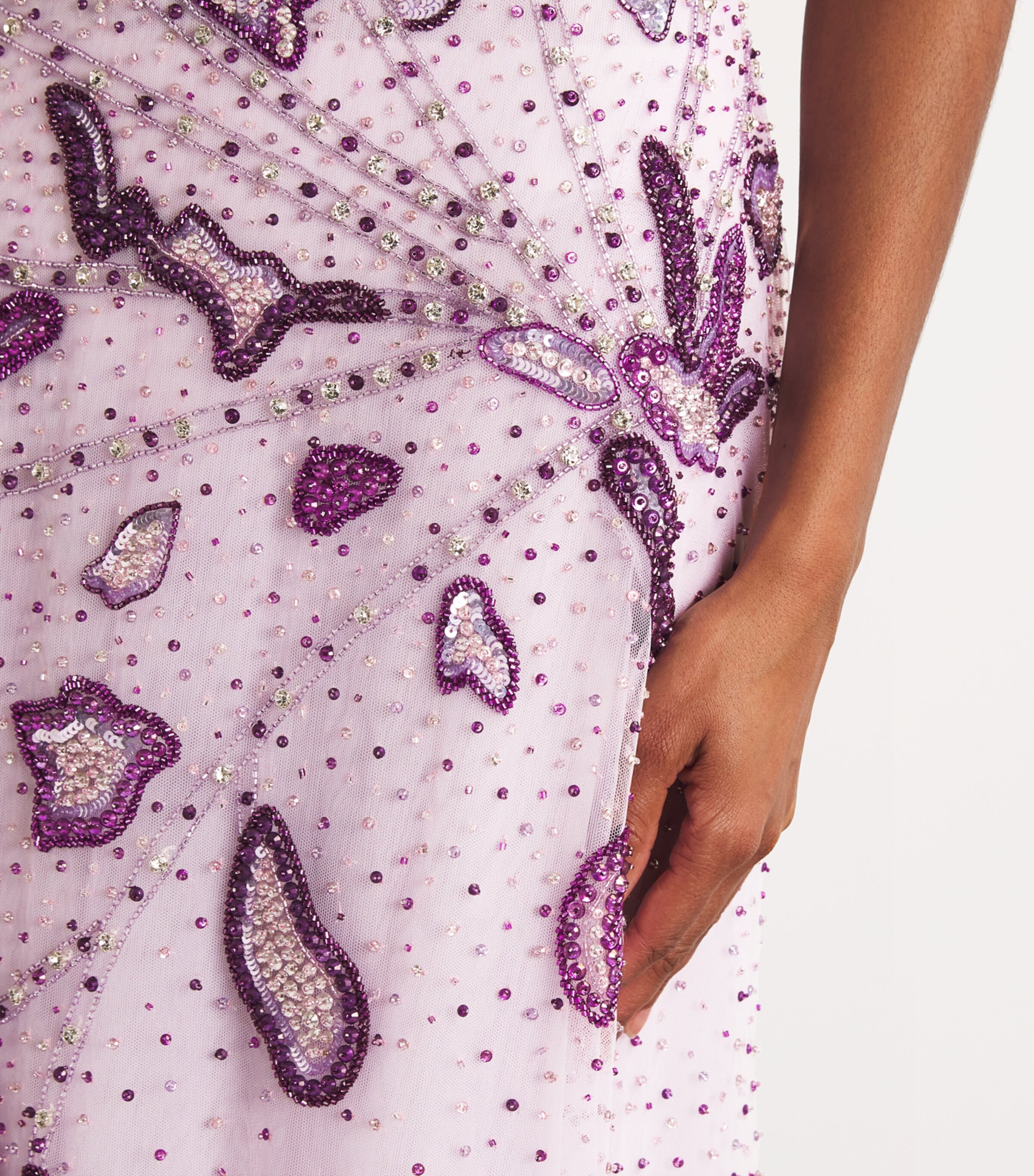 GEORGES HOBEIKA Womens Embellished Sleeveless Gown Orchid Prple Mix Image 6