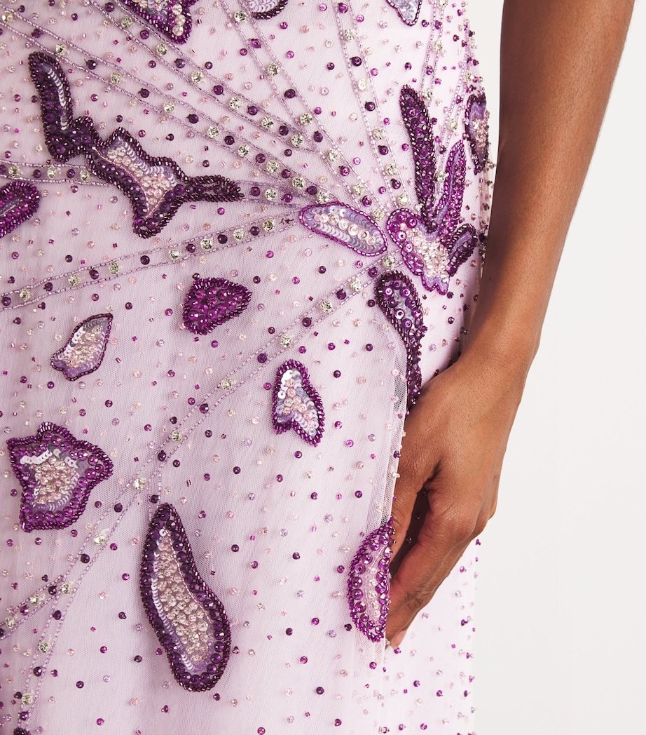 GEORGES HOBEIKA Womens Embellished Sleeveless Gown Orchid Prple Mix Image 6
