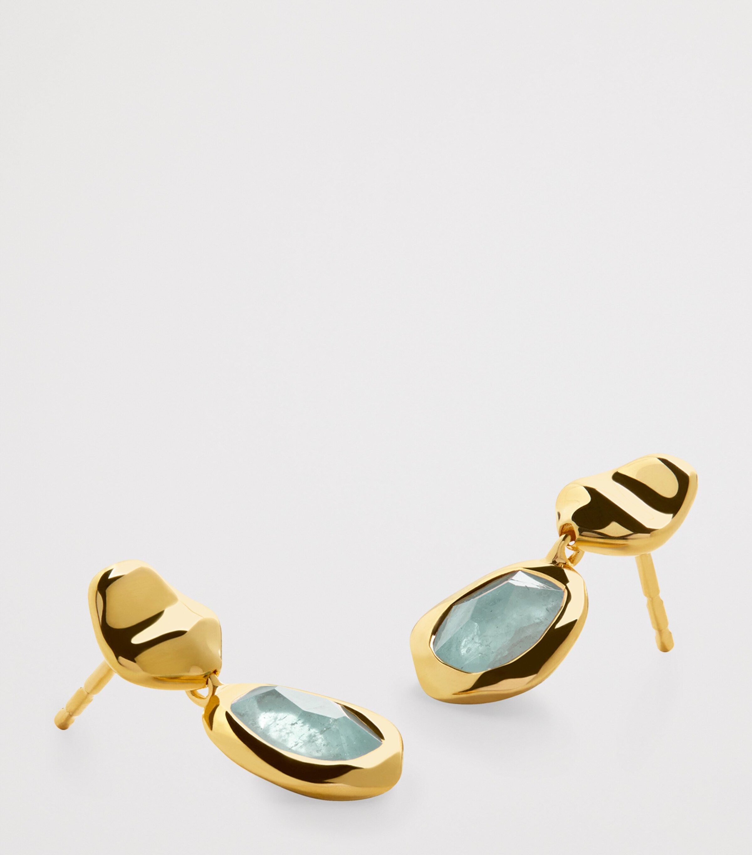Monica Vinader Small Gold Vermeil and Aquamarine Odyssey Drop Earrings Gold Vermeil Image 2
