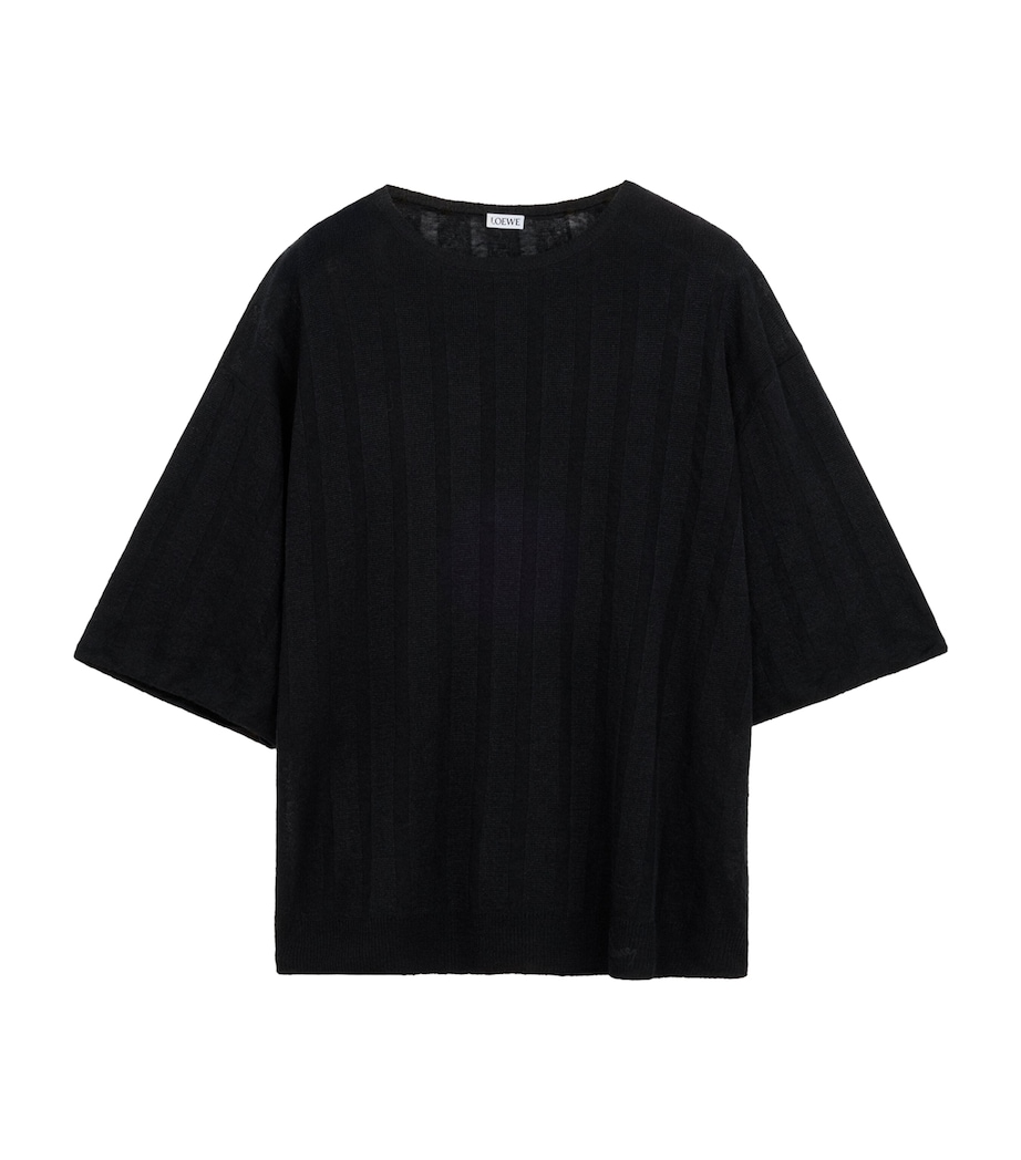LOEWE Mens x Paula’s Ibiza Linen-Blend T-Shirt Black Image 1