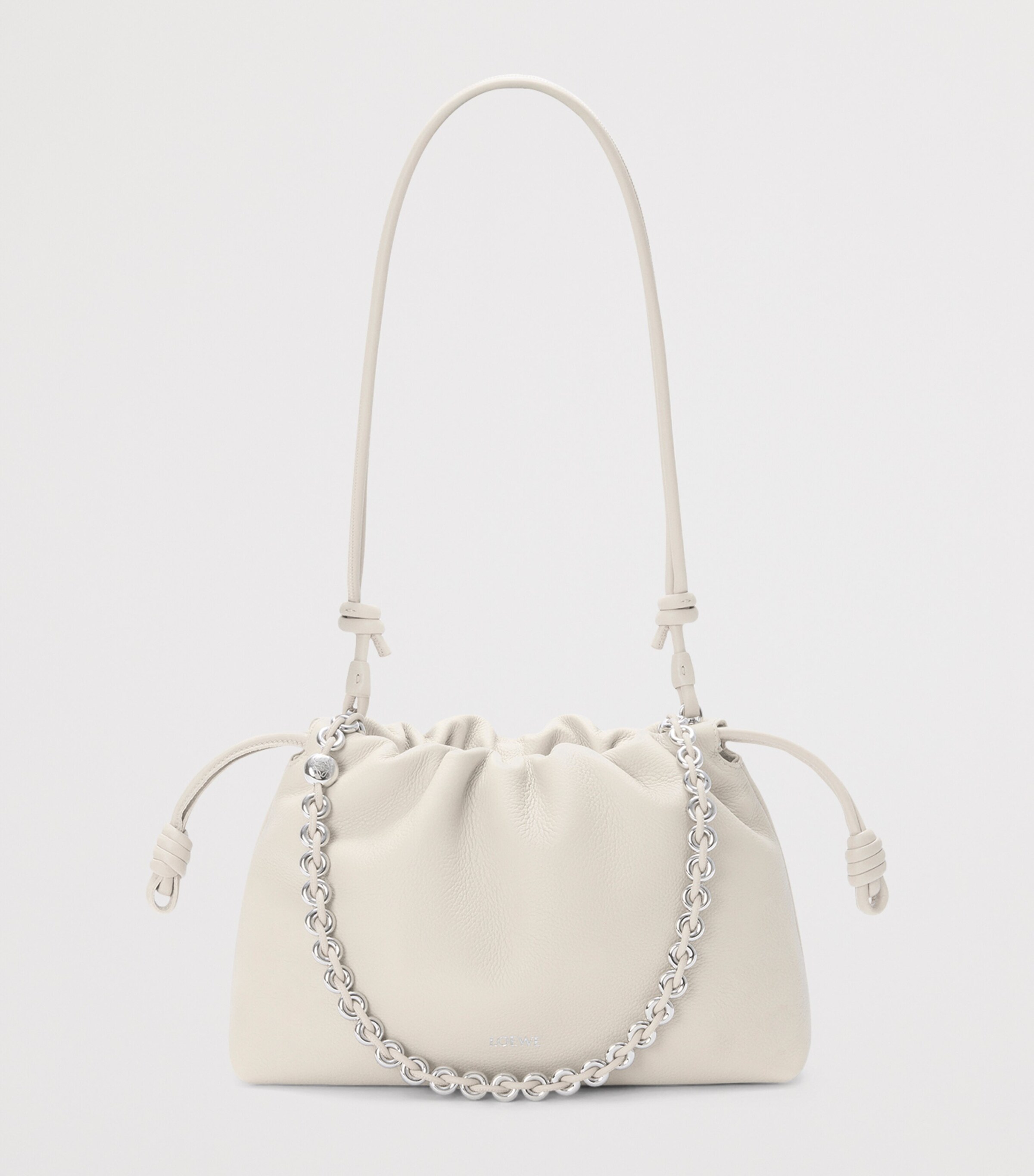 LOEWE Medium Leather Flamenco Purse Soft White Image 6