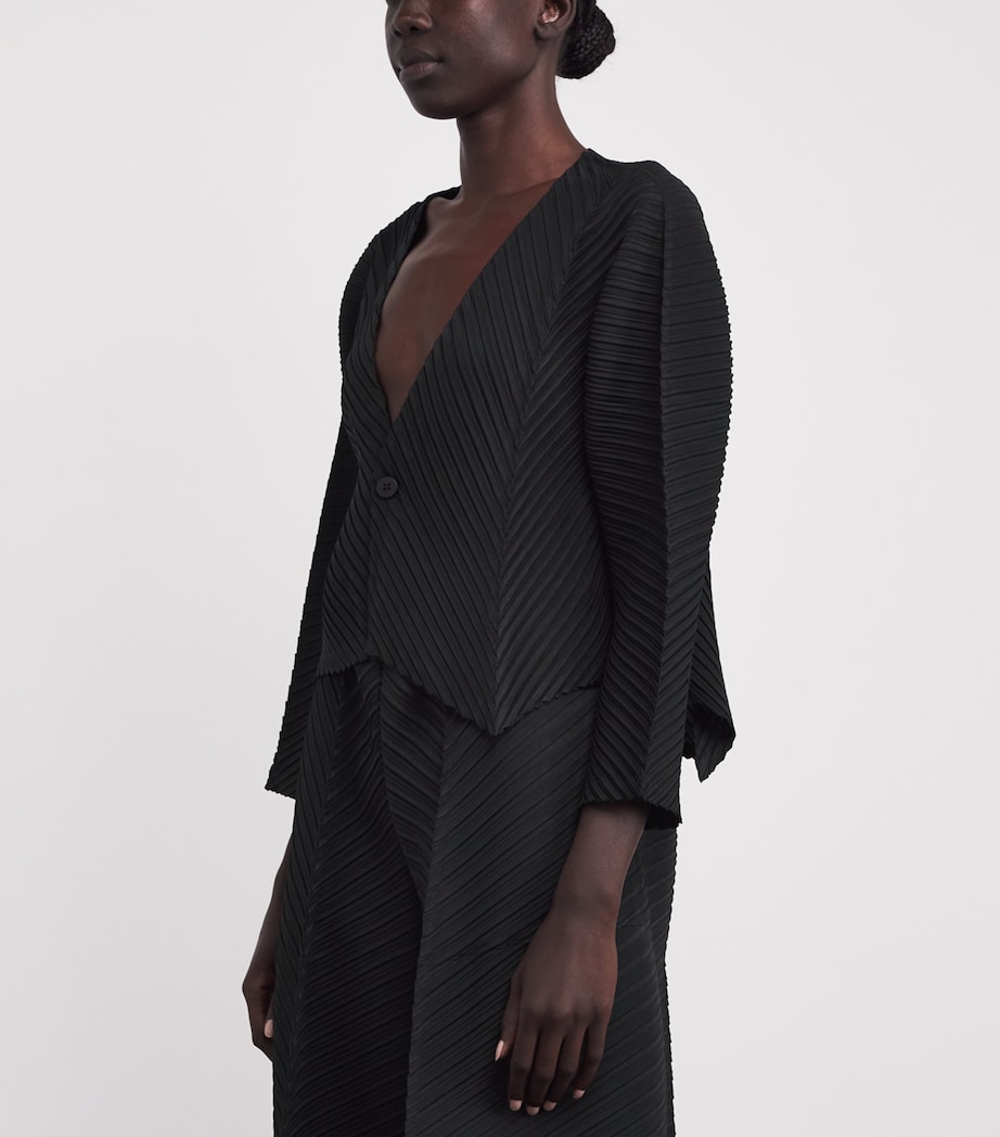Issey Miyake Womens Plaster Pleats Cardigan Black Image 3