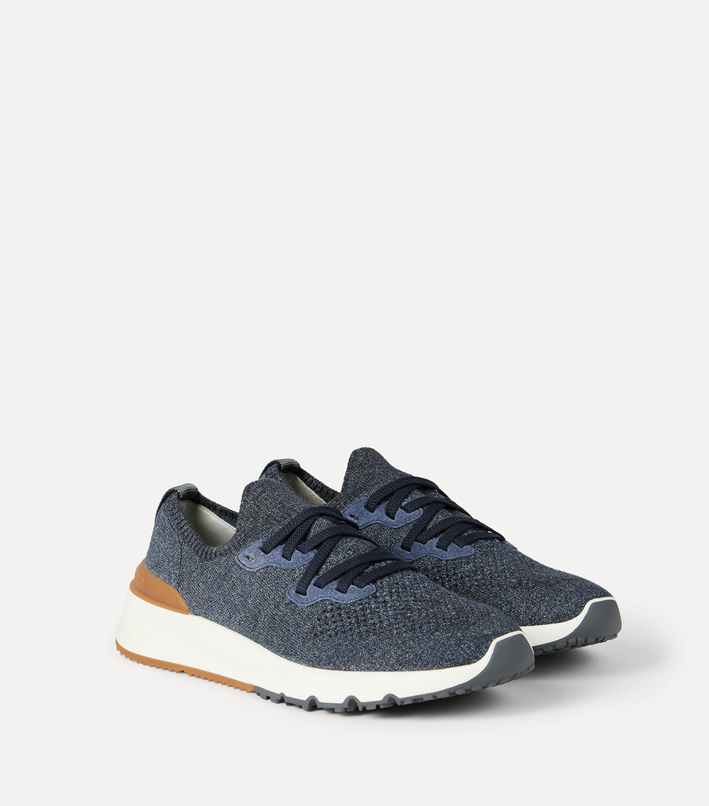 Brunello Cucinelli Cotton-Blend Chiné-Knit Sneakers Image 3