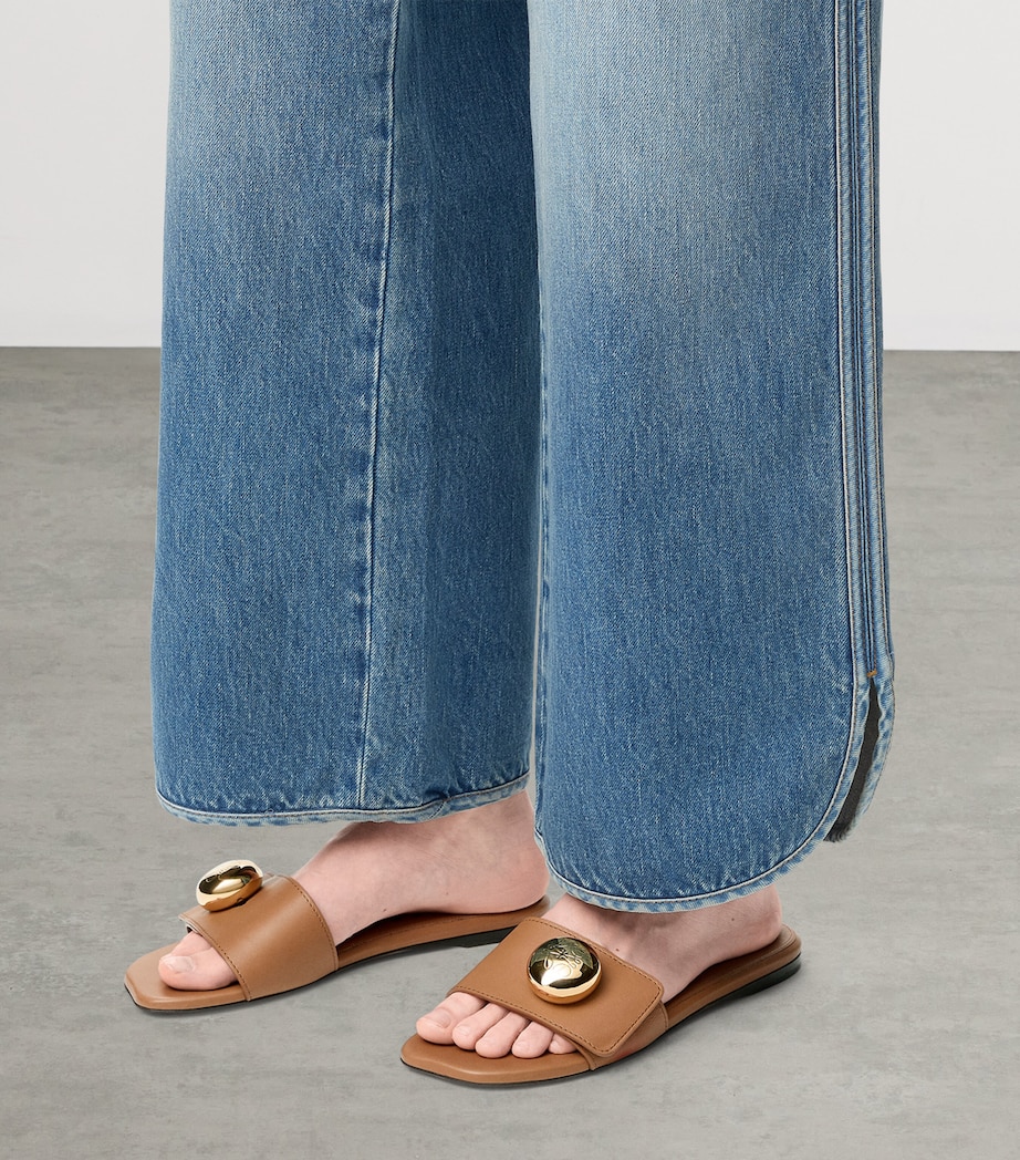 Leather Pebble Sandals OAK Image 2