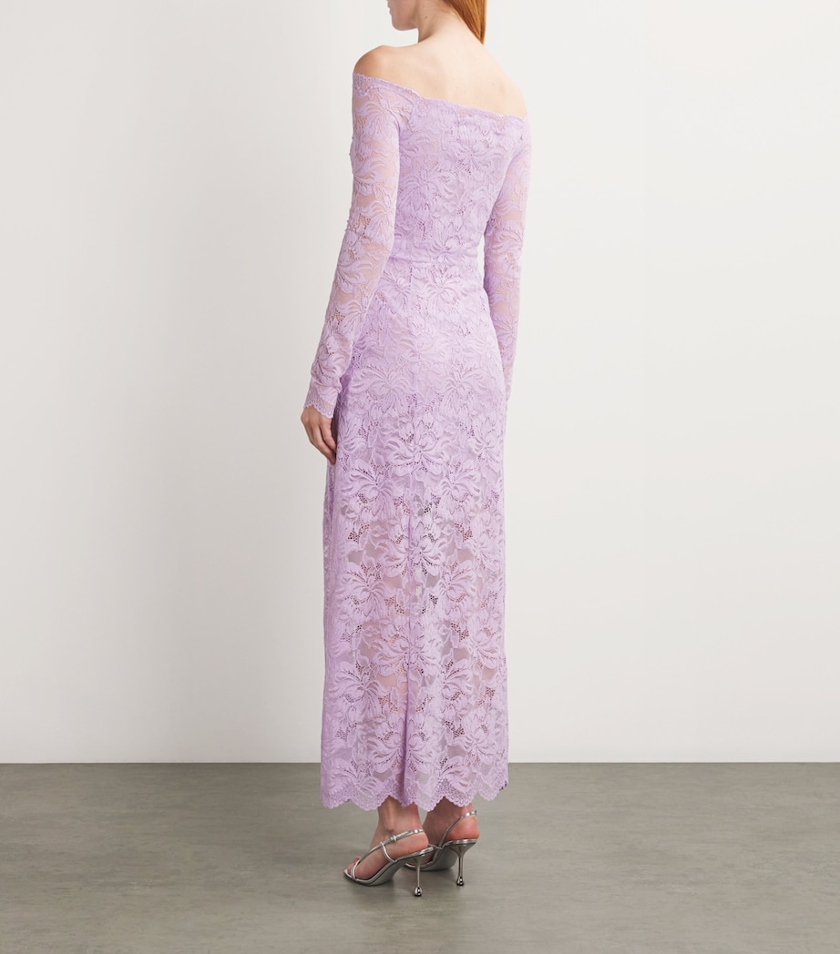 Rabanne Womens Lace Off-Shoulder Maxi Dress French Lavander Image 3