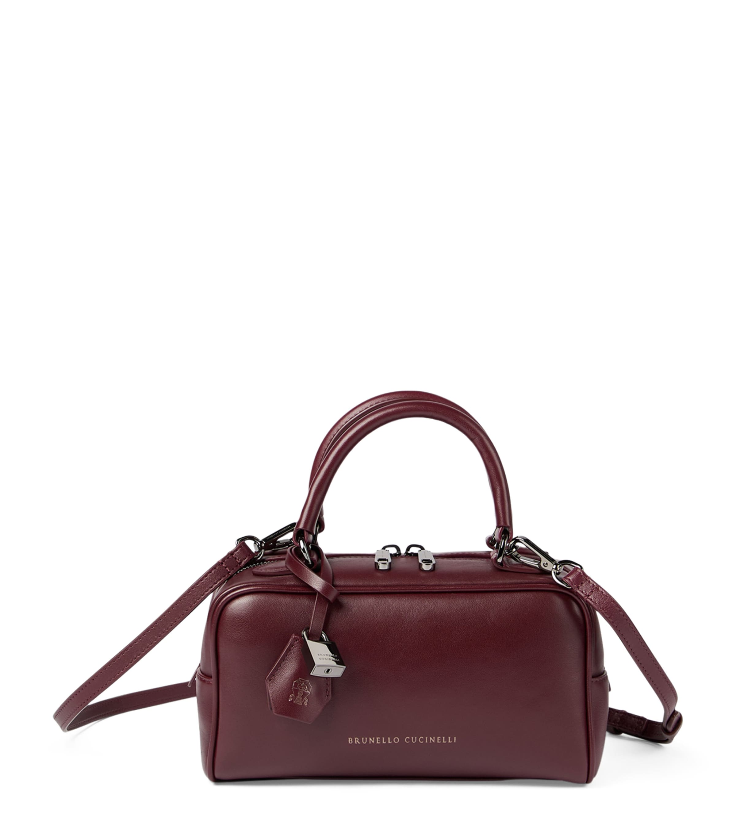 Brunello Cucinelli Explorer Small Boston In Glossy Nappa Leather Bags In Red