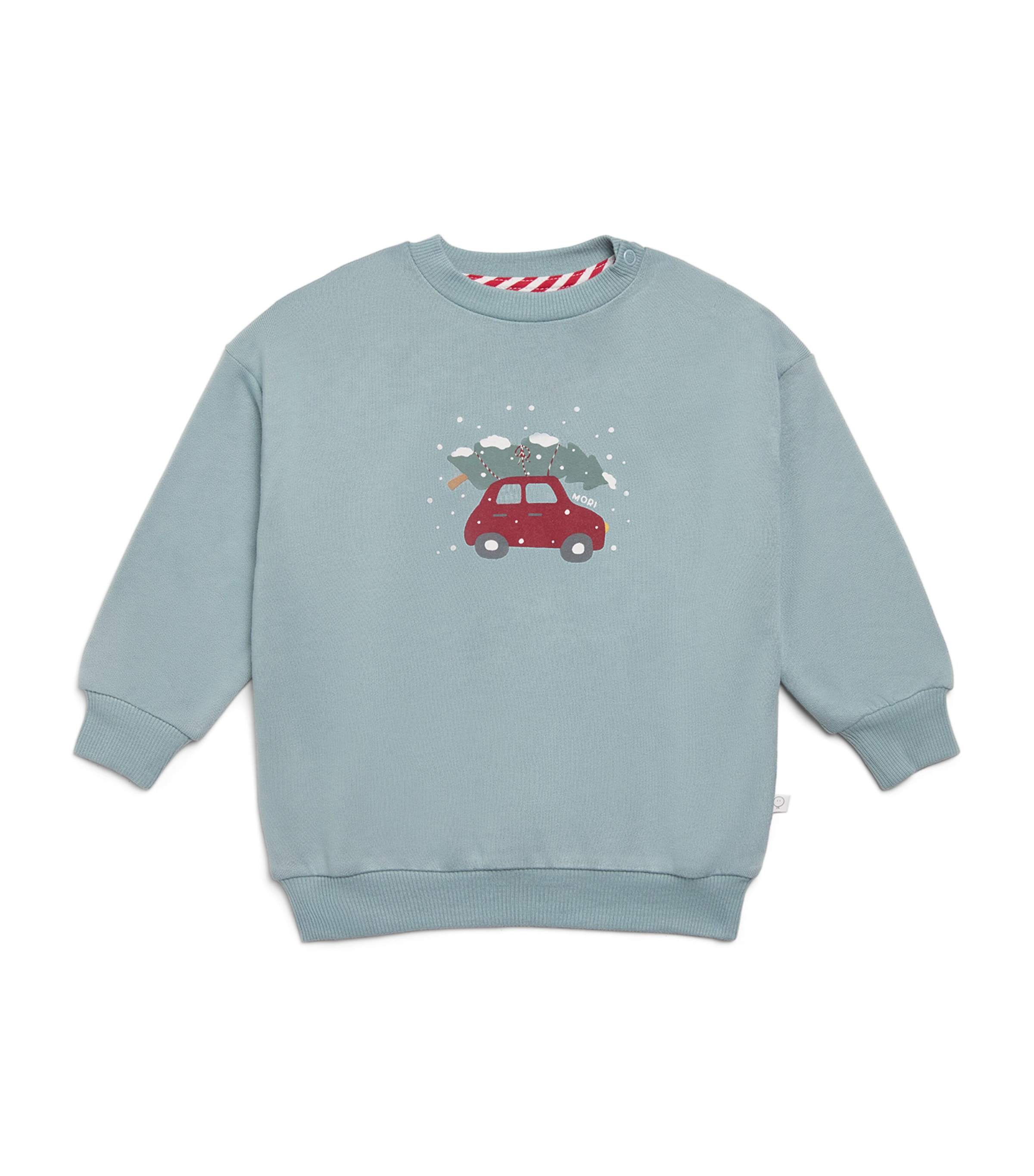 Mori Christmas Tree Print Sweater In Blue