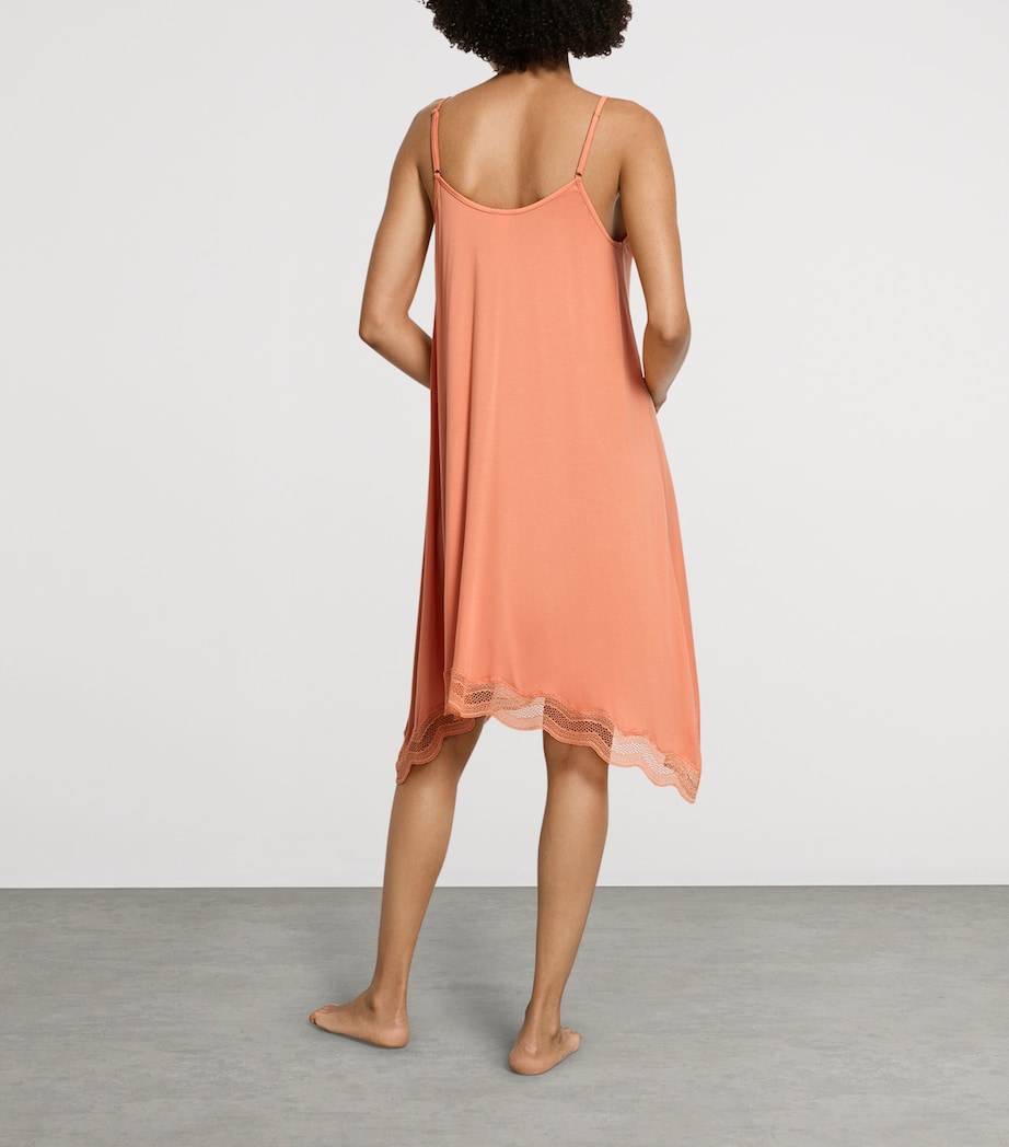 Hanro Womens Cira Sleeveless Nightdress Light Carnelian Image 3