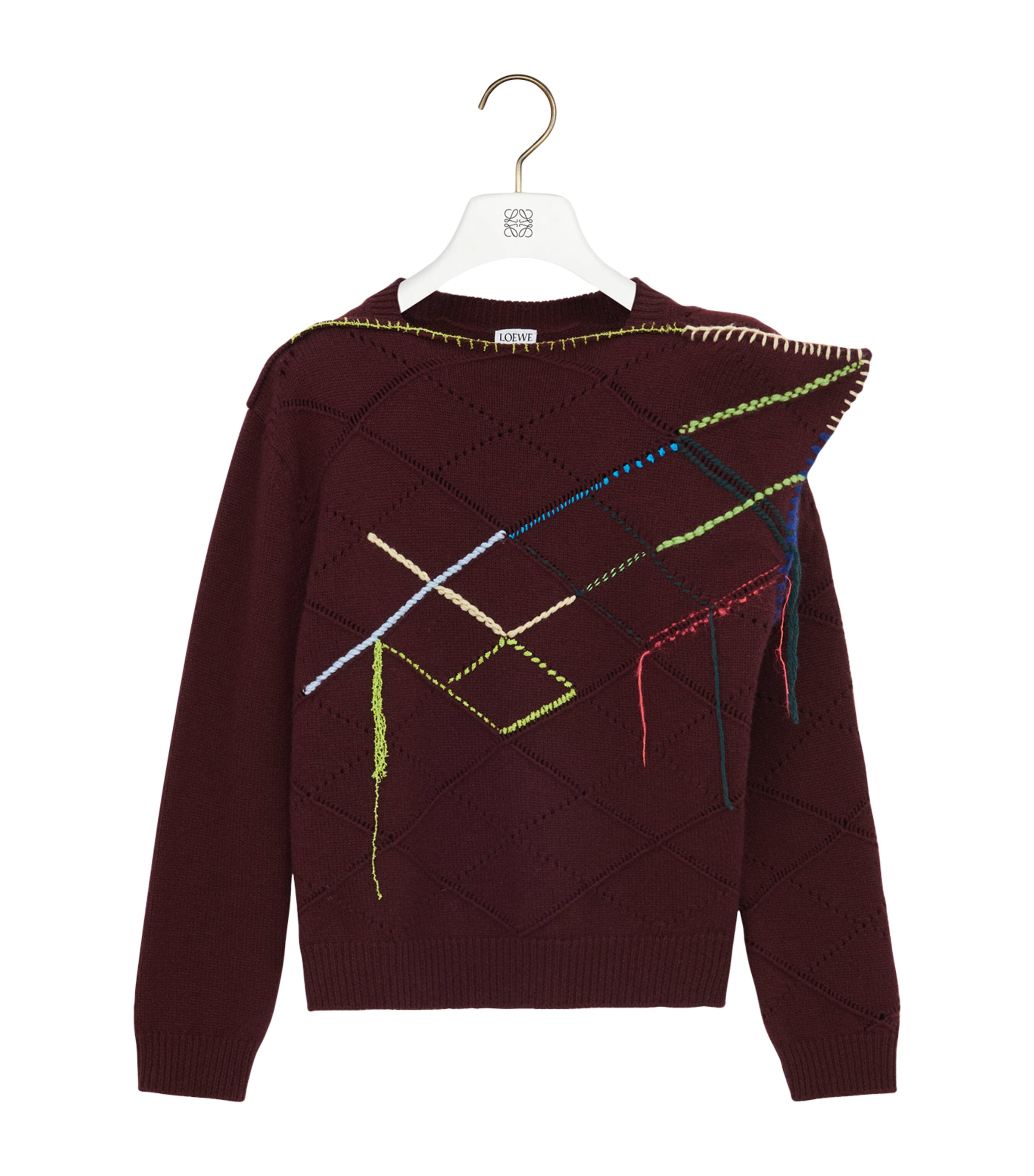 Wool-Blend Contrast-Stitch Sweater BURGUNDY Image 1