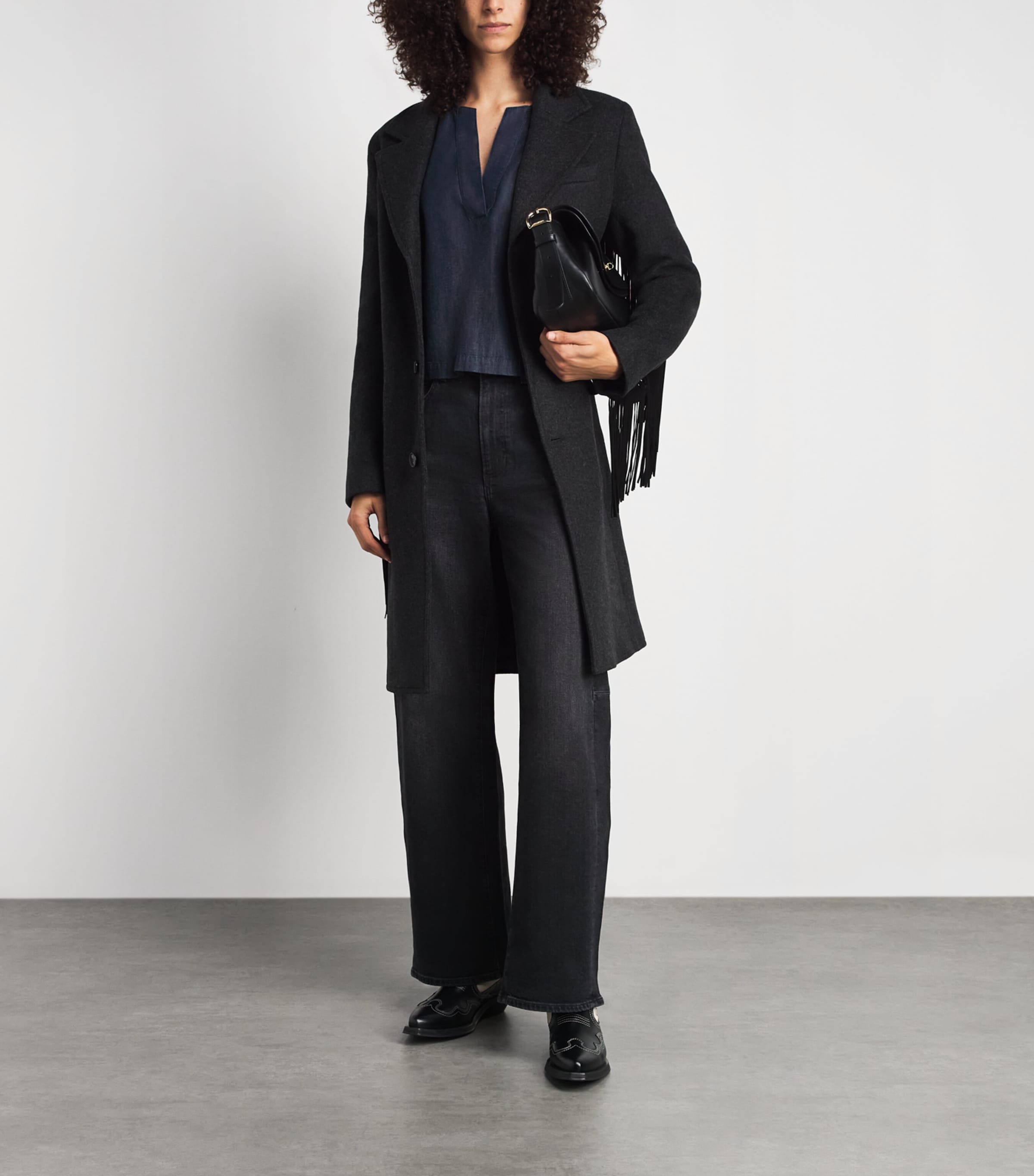 FRAME Womens Denim The Off Duty Popover Blouse Rinse Image 2