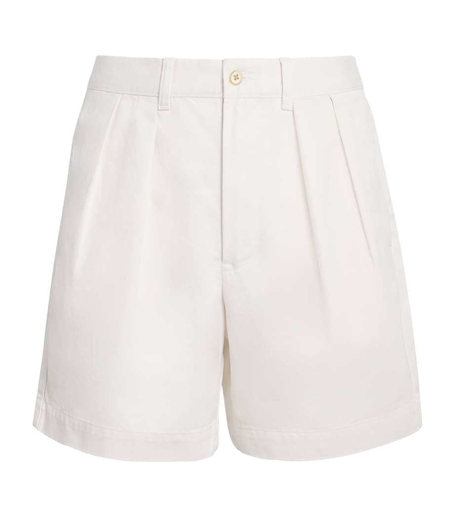 Cotton Pleated Cormac Shorts WHITE Image 1