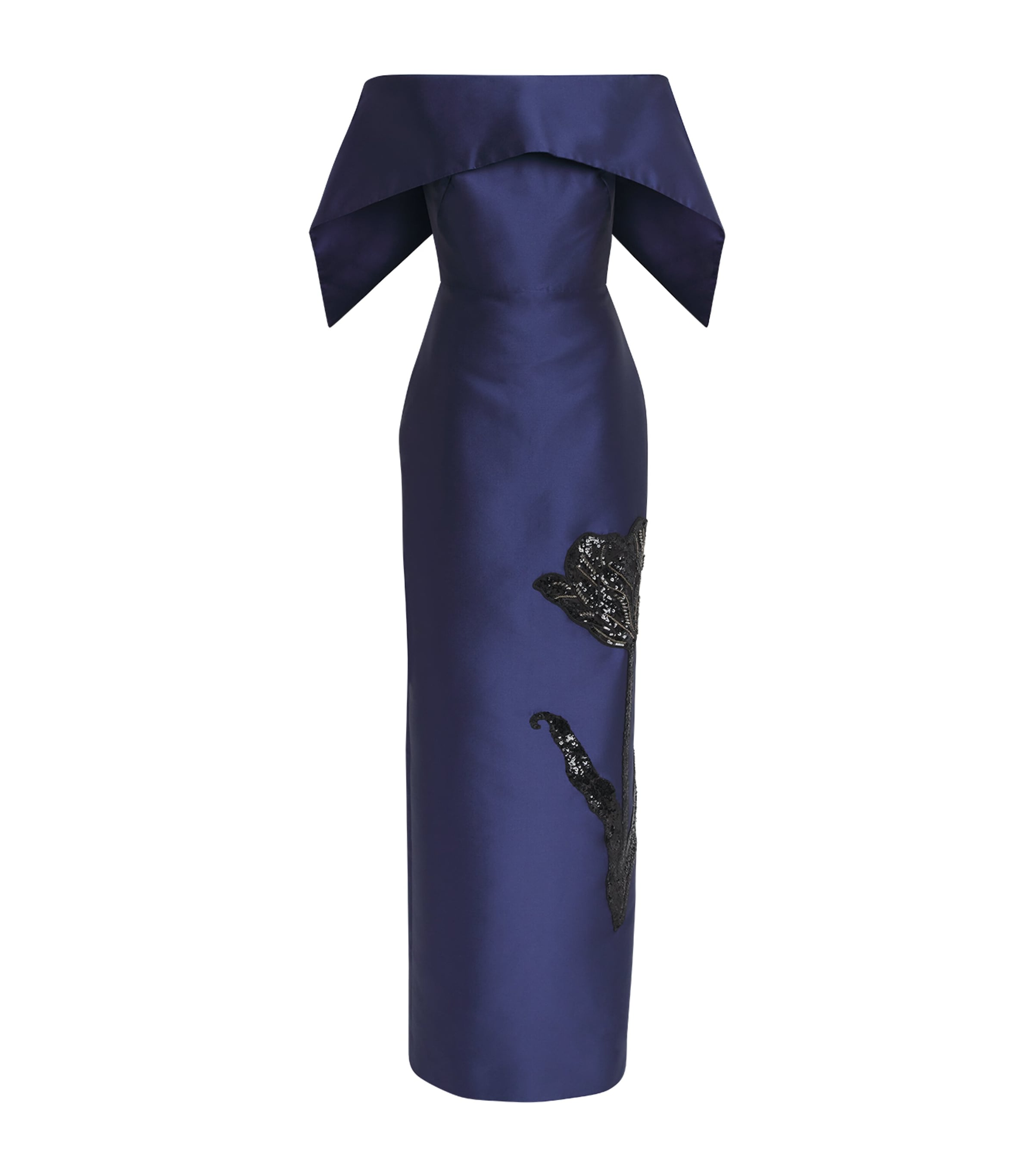Erdem Embellished Off-The-Shoulder Column Gown Beetle
