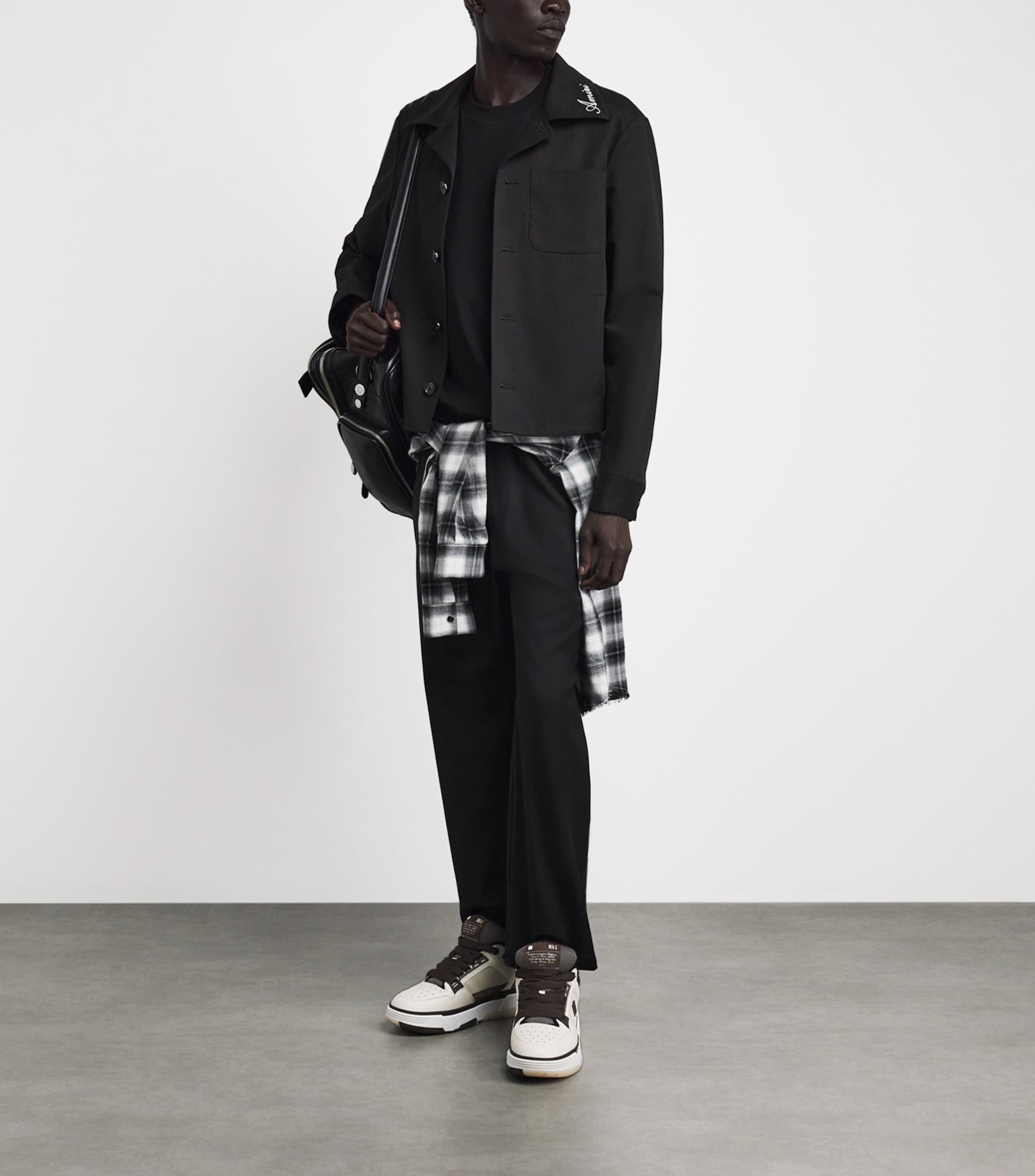 AMIRI Mens Cotton Script Shacket Black Image 2