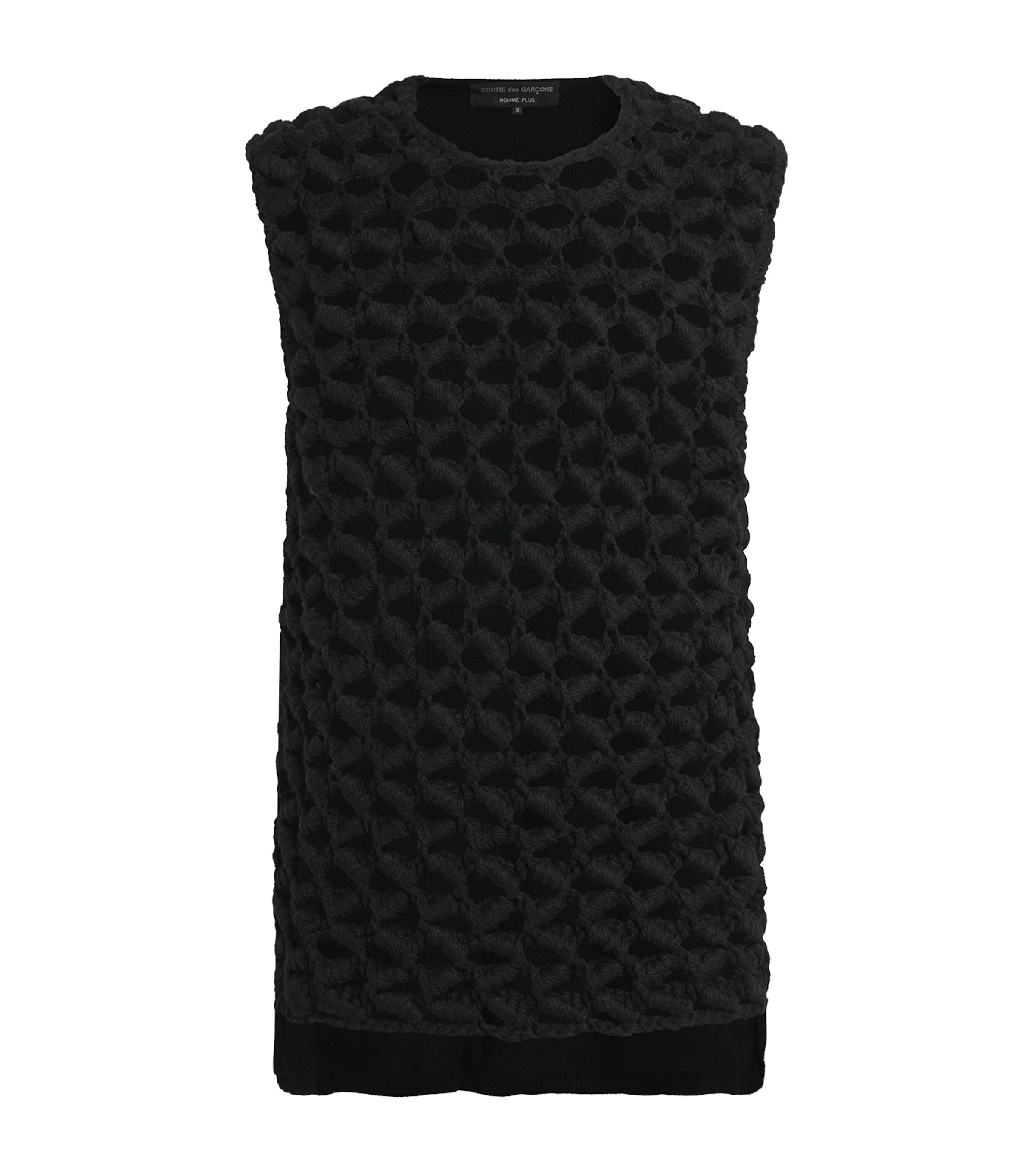 Comme Des Garçons Mens Wool-Blend Crochet Sweater Vest Black X Black Image 1